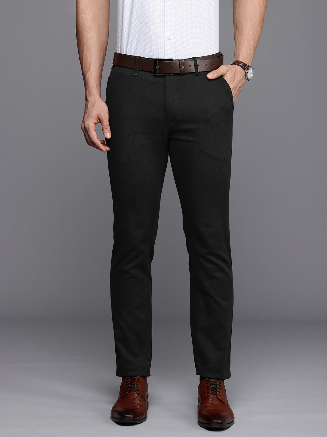 

Raymond Men Slim Fit Formal Trousers, Black