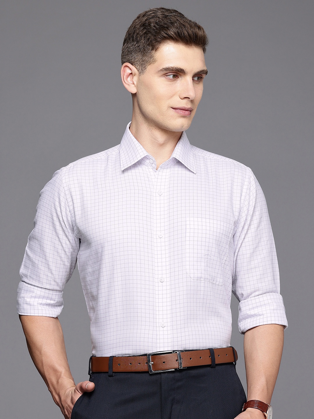 

Raymond Pure Cotton Checked Formal Shirt, White