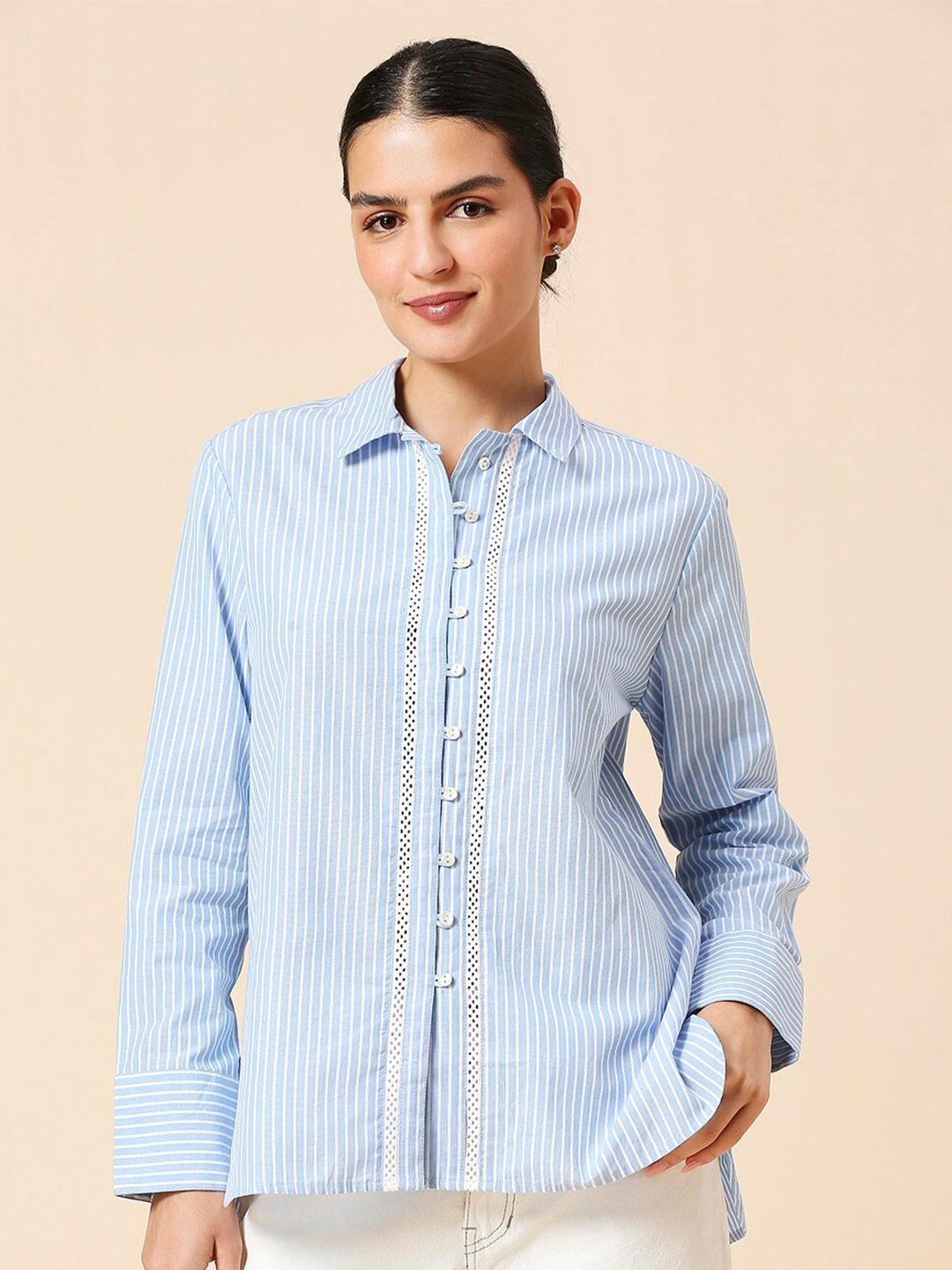 

Chemistry Striped Cotton Casual Shirt, Blue