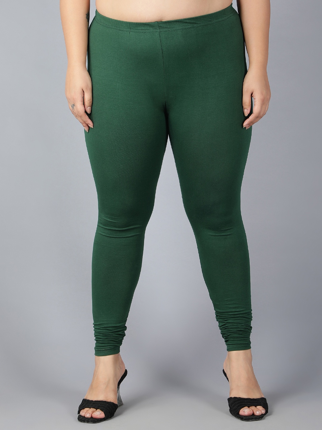 

Plus Size Breathable Churidar Length Leggings, Green