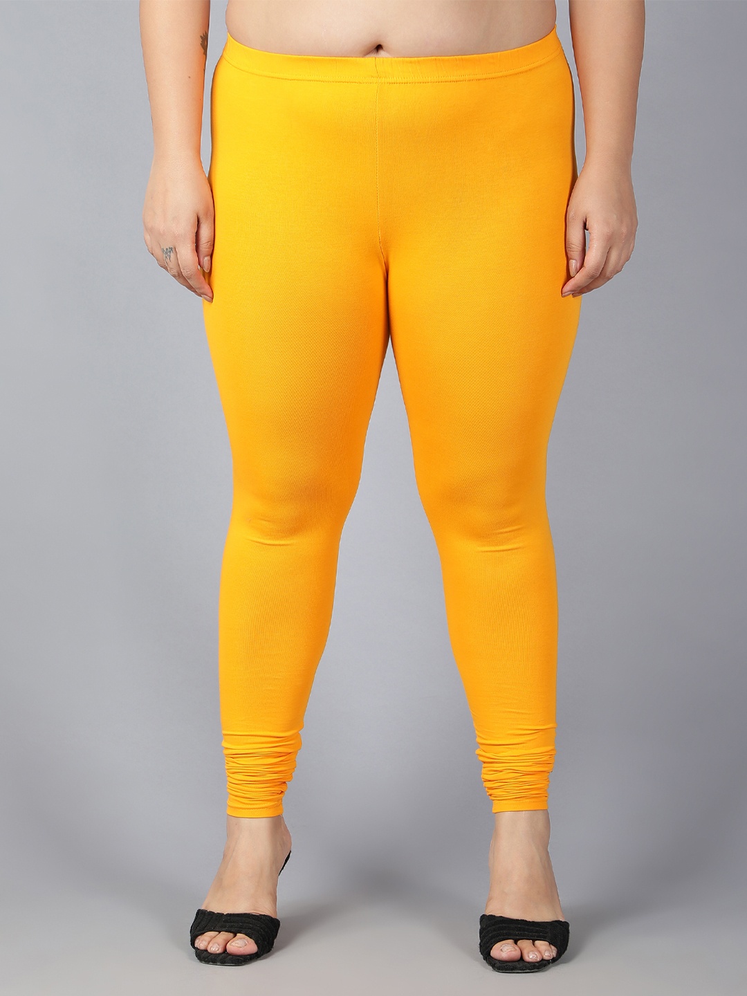 

Plus Size Breathable Churidar Length Leggings, Mustard
