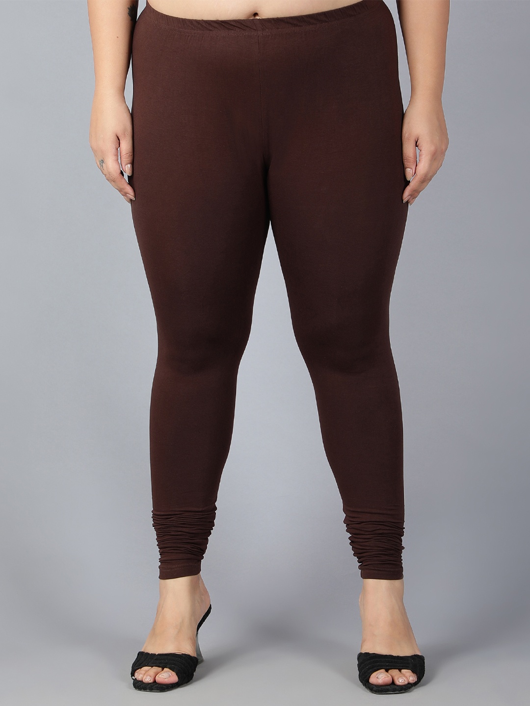 

Plus Size Plus Size Breathable Churidar Length Leggings, Coffee brown