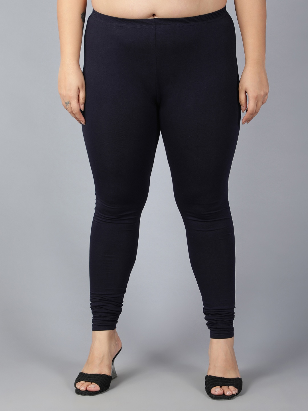 

Plus Size Breathable Churidar Length Leggings, Navy blue