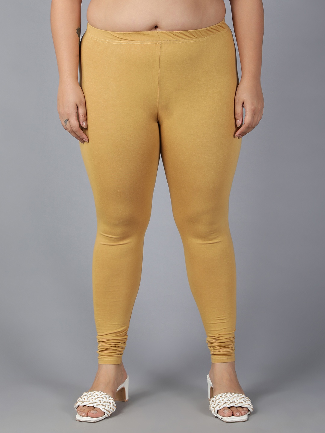 

Plus Size Breathable Churidar Length Leggings, Beige