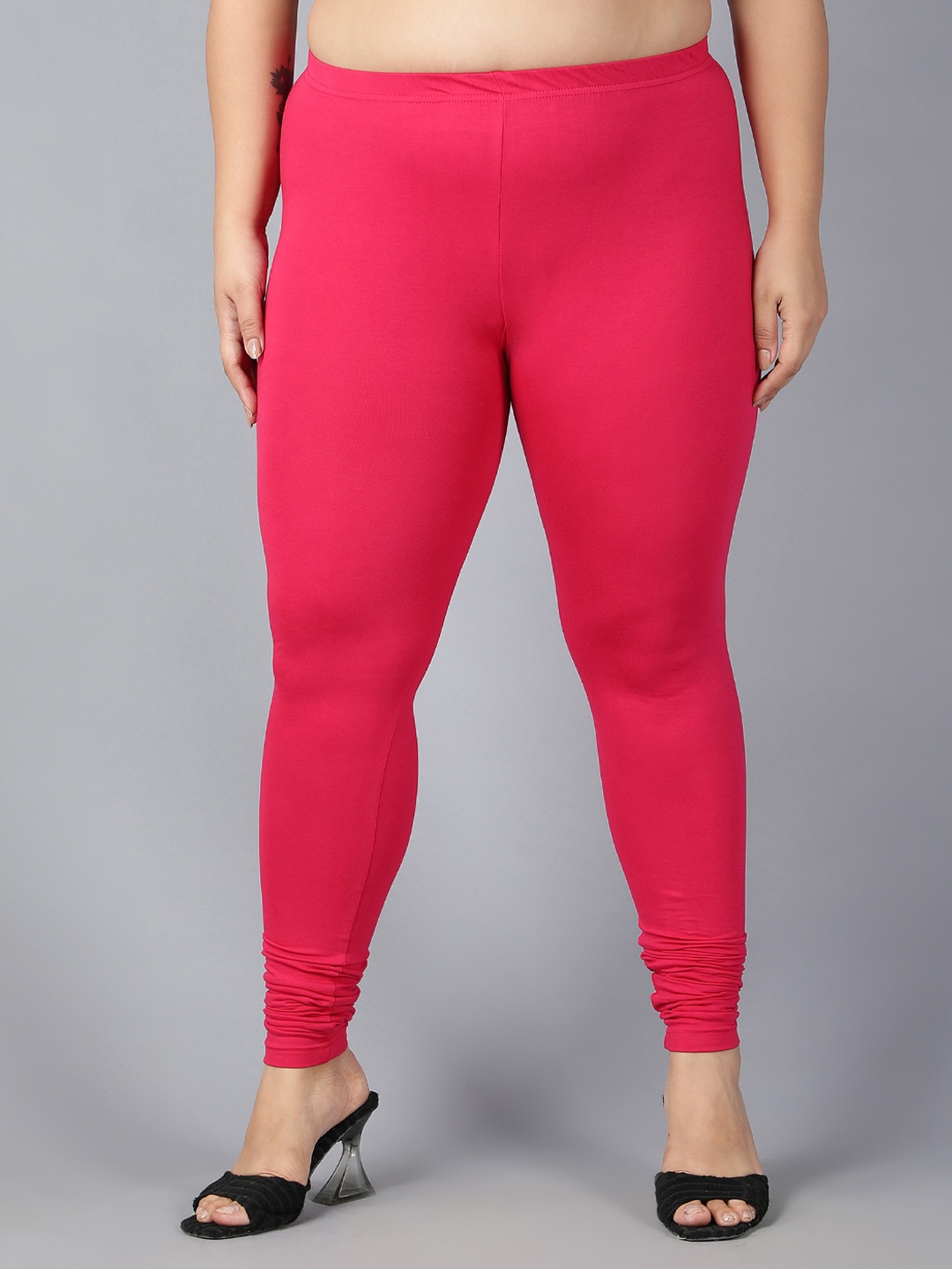 

Plus Size Breathable Churidar Length Leggings, Pink