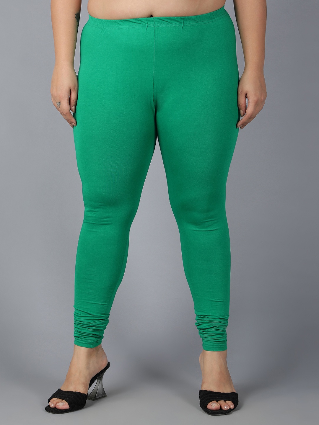 

Plus Size Churidar Length Leggings, Green