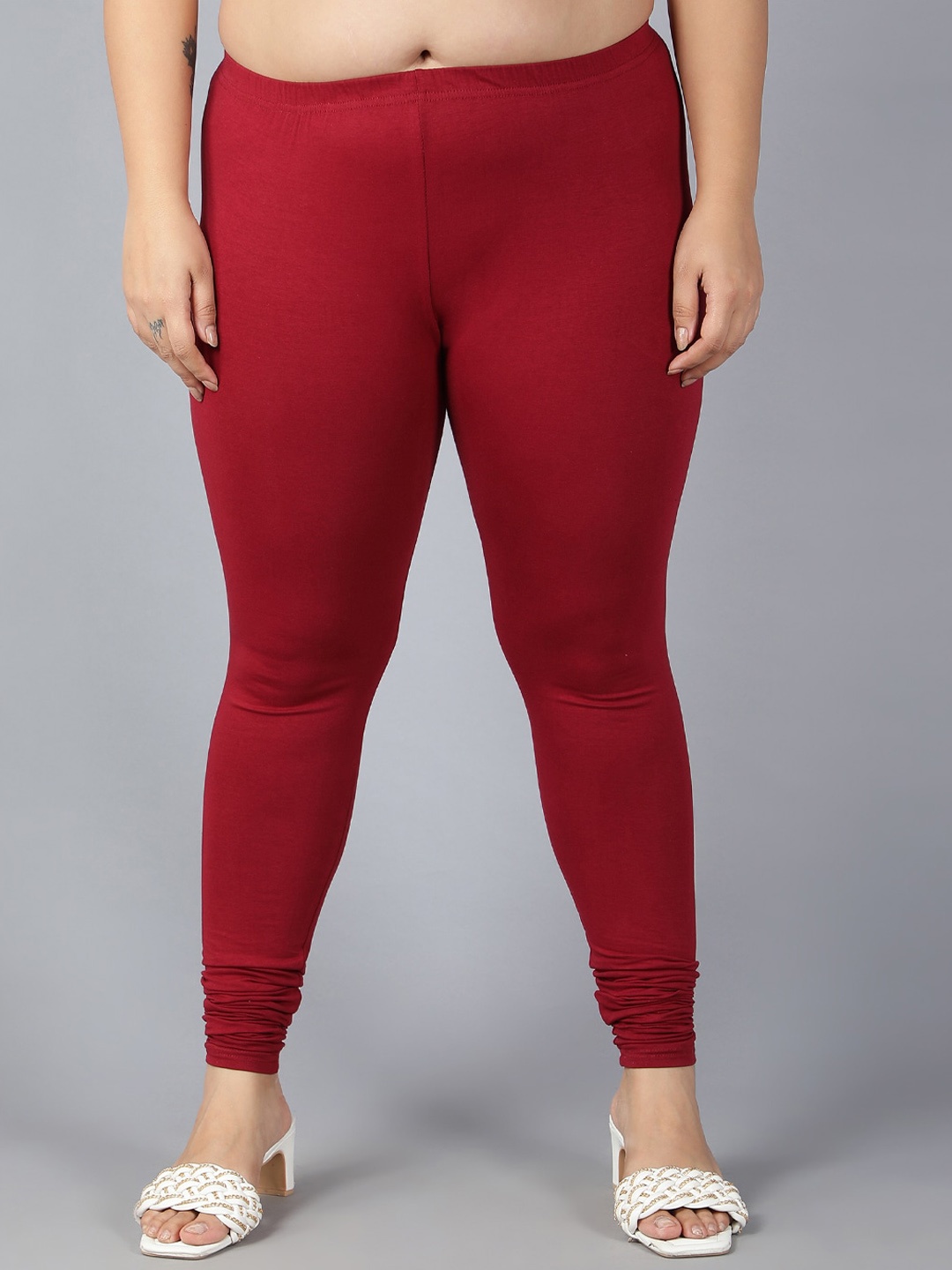 

Plus Size Breathable Churidar Length Leggings, Maroon