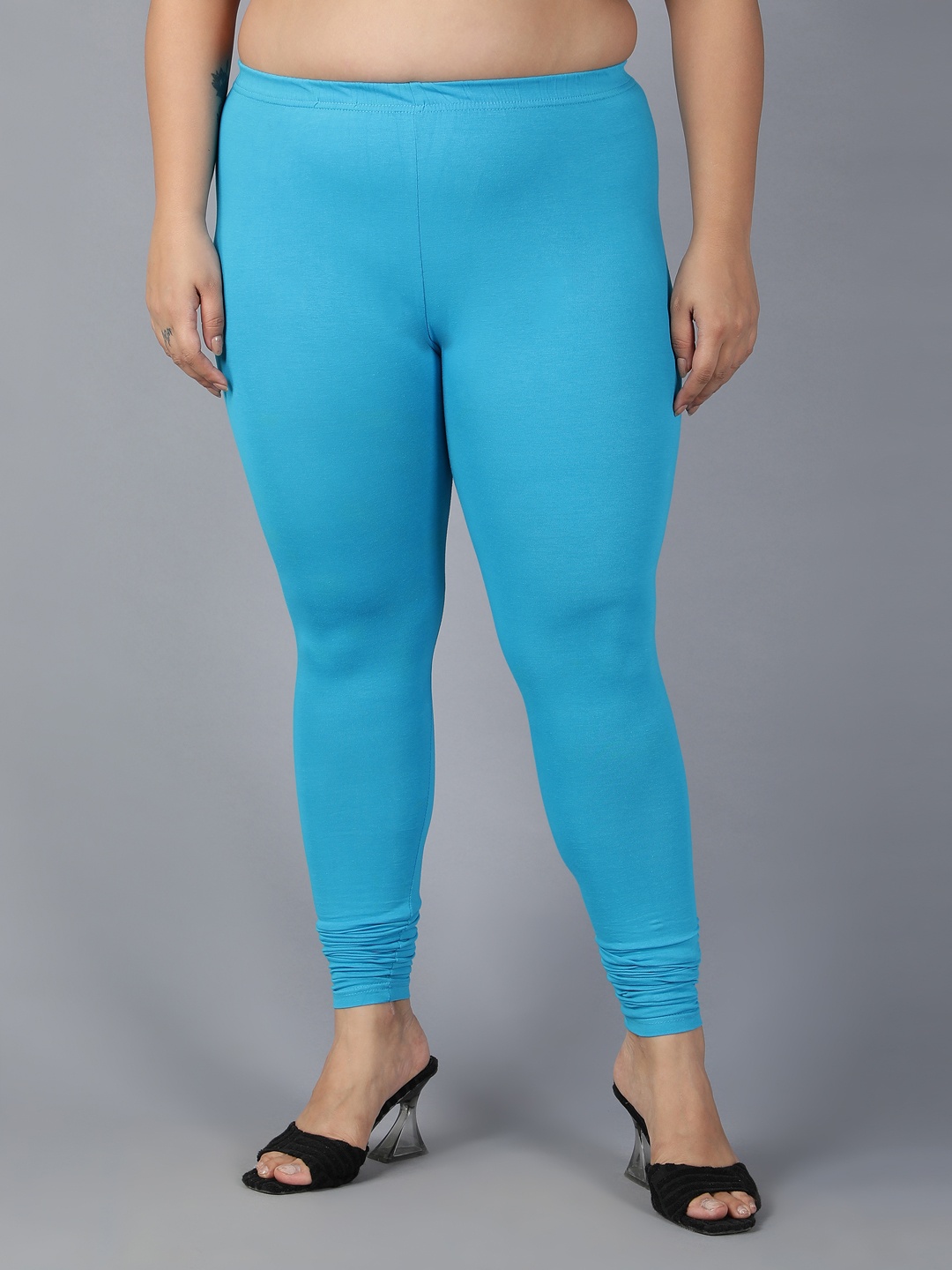 

Plus Size Churidar Length Leggings, Turquoise blue