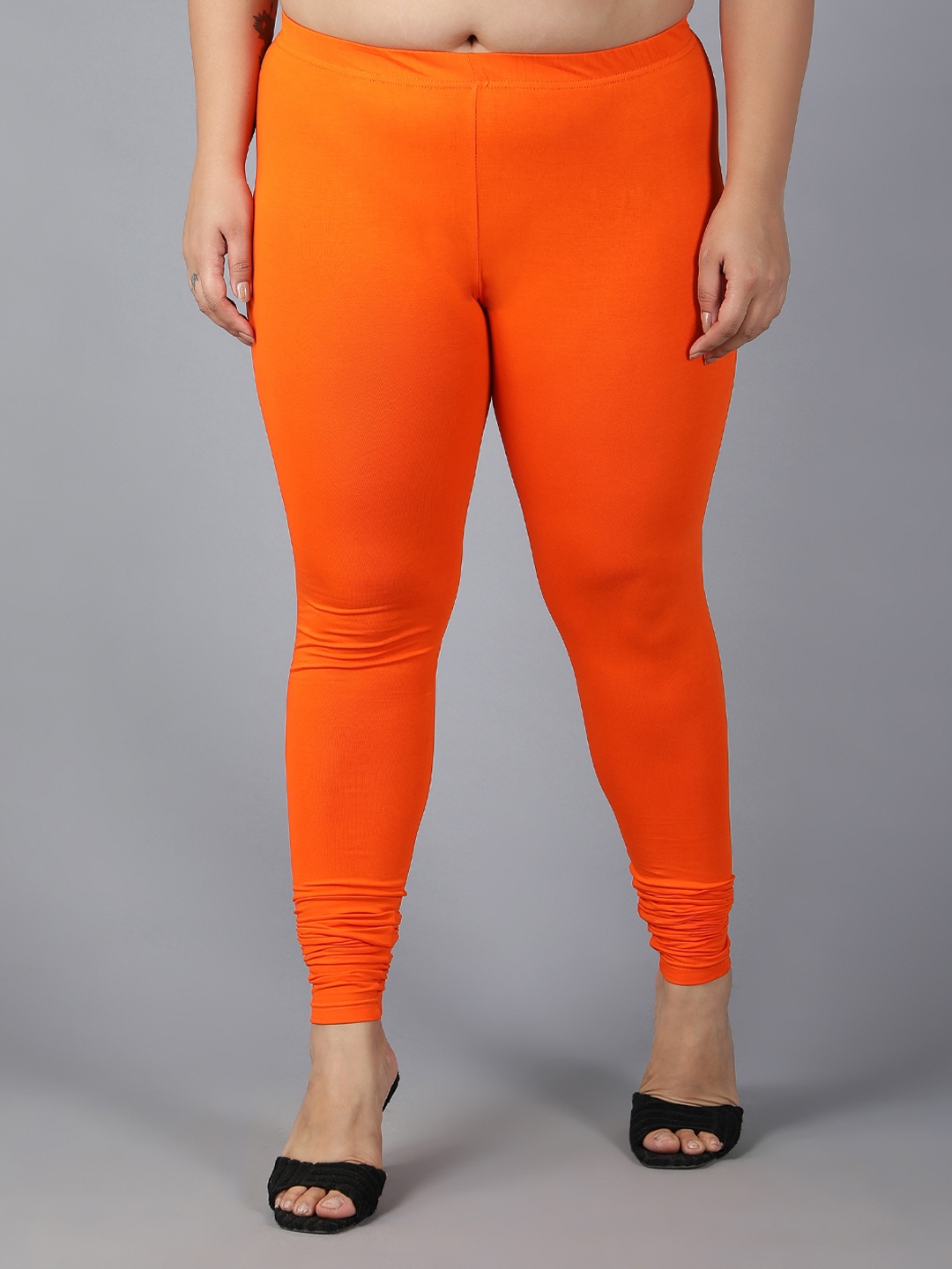 

Plus Size Churidar Length Leggings, Orange