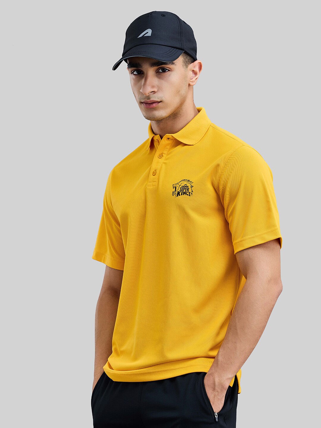 

BOLDFIT Men Chennai Super Kings Printed Polo Collar Yellow T-shirt