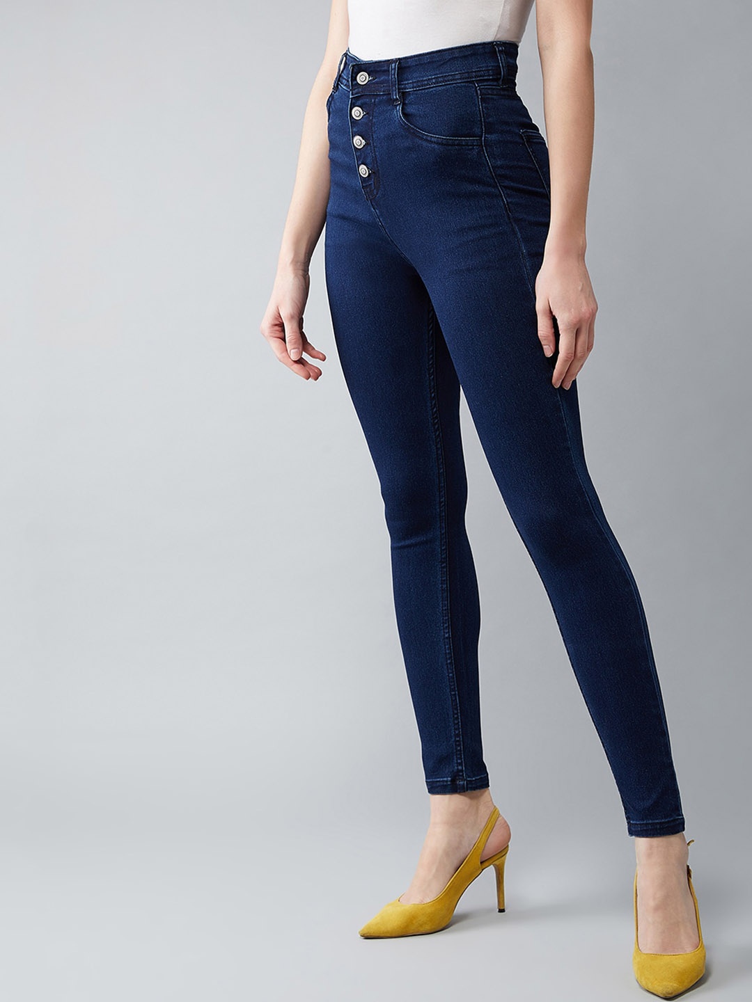 

Miss Chase Women Skinny Fit High-Rise Stretchable Jeans, Navy blue