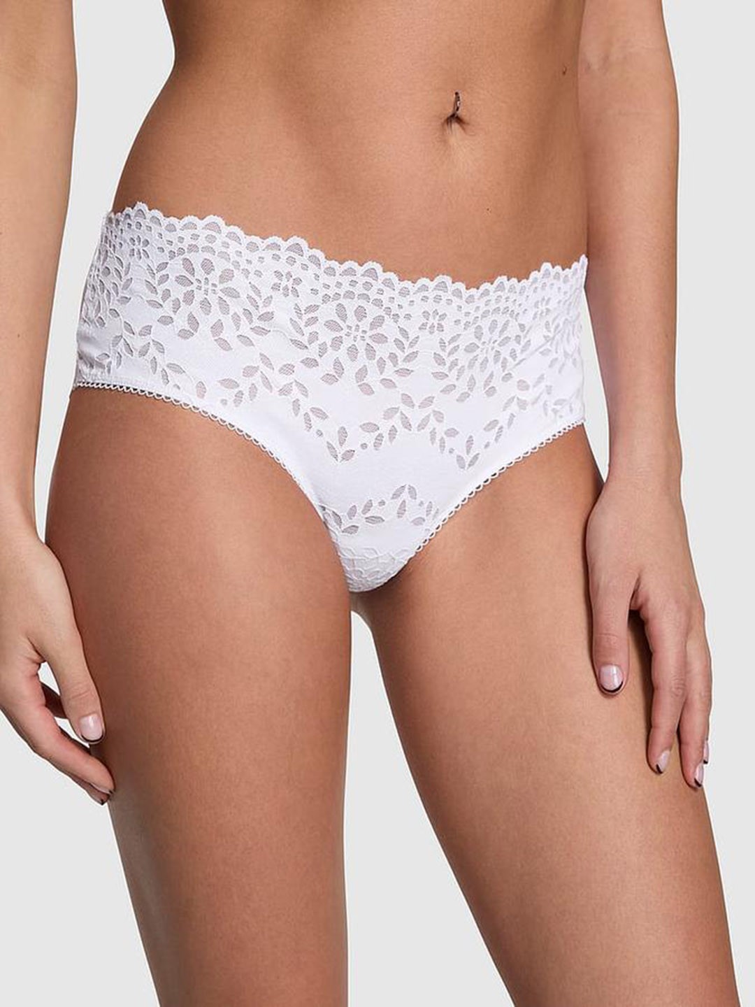 

Victoria's Secret PINK Wink Cheeky Floral Lace Hipster Briefs, White