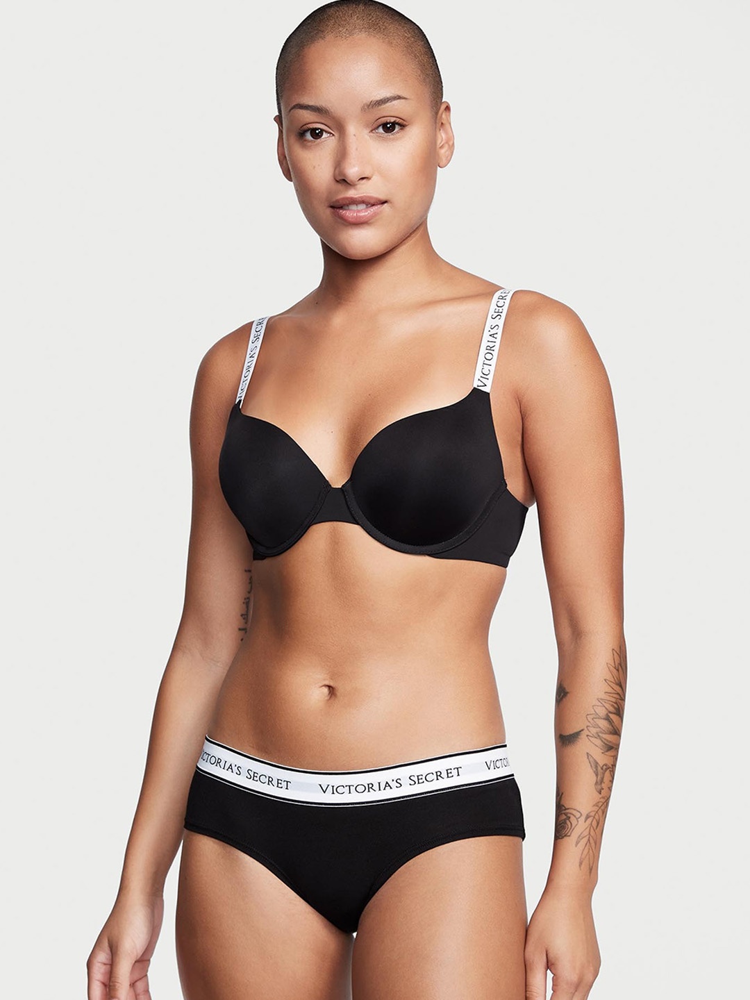 

Victoria's Secret Logo Printed Cheeky Seamless Basic Briefs, Black