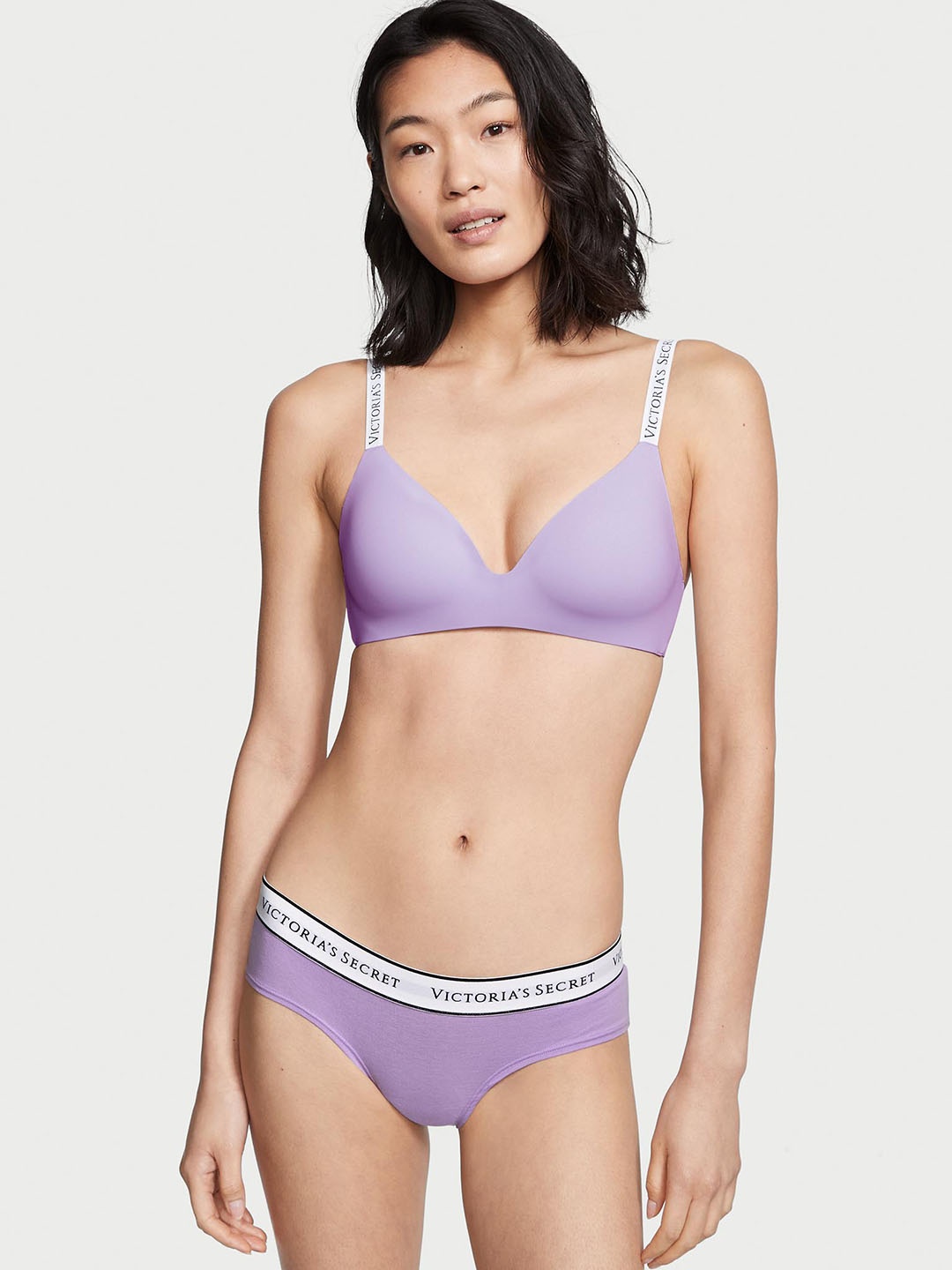 

Victoria's Secret Logo Printed Low-Rise Cheeky Hipster Briefs, Lavender