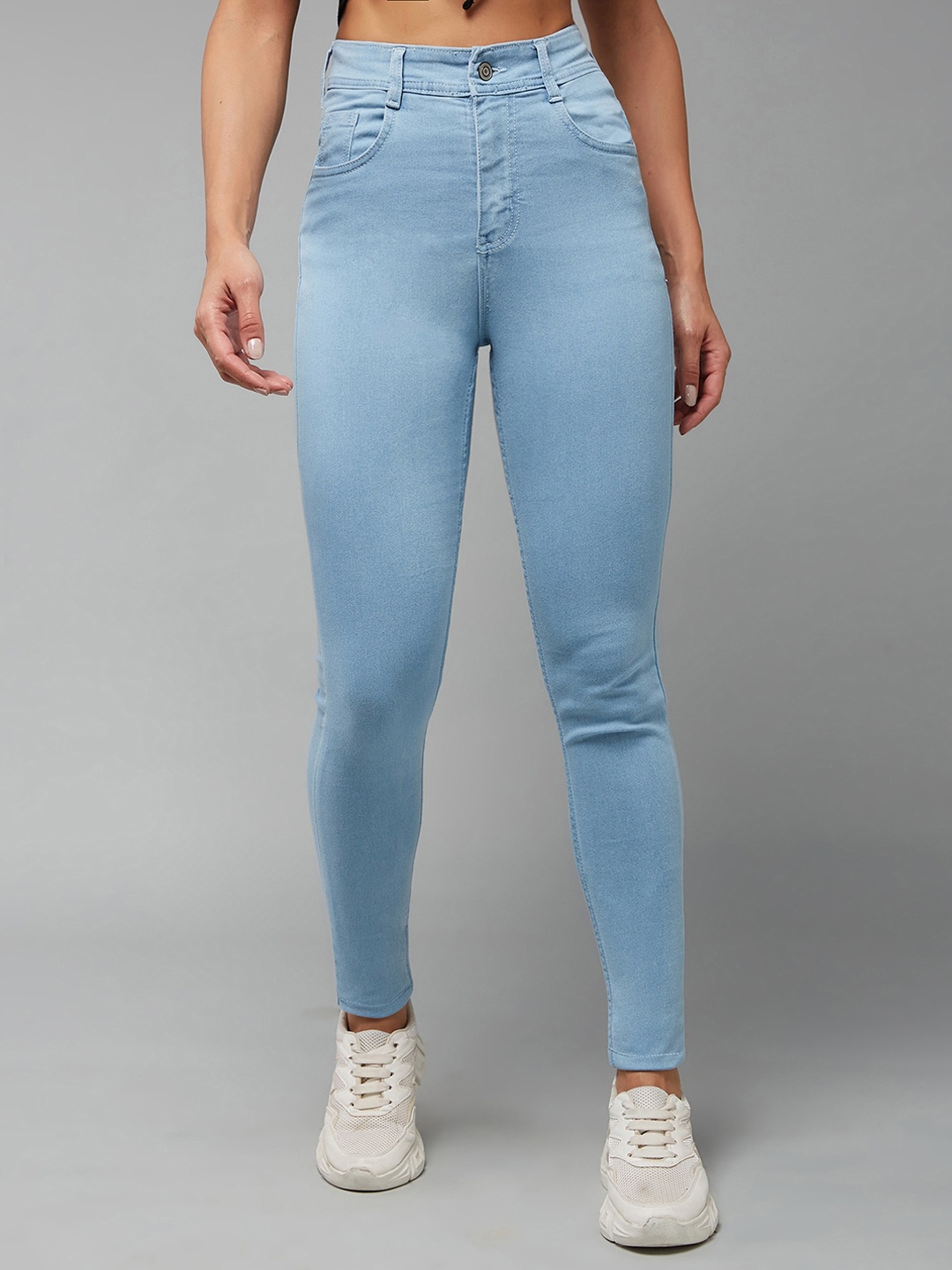 

Miss Chase Women Skinny Fit High-Rise Light Fade Stretchable Jeans, Blue