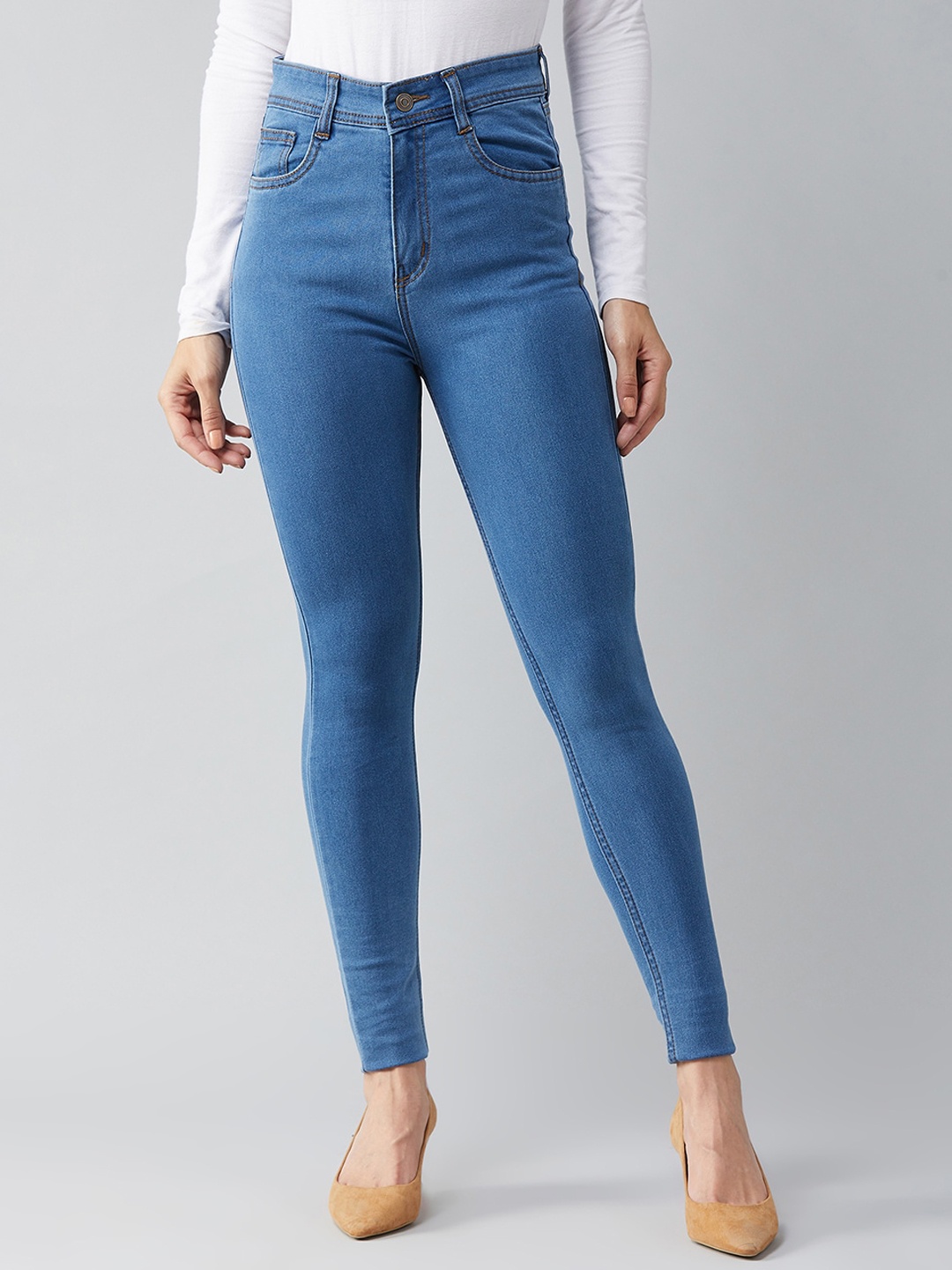 

Miss Chase Women Skinny Fit High-Rise Clean Look Stretchable Jeans, Blue