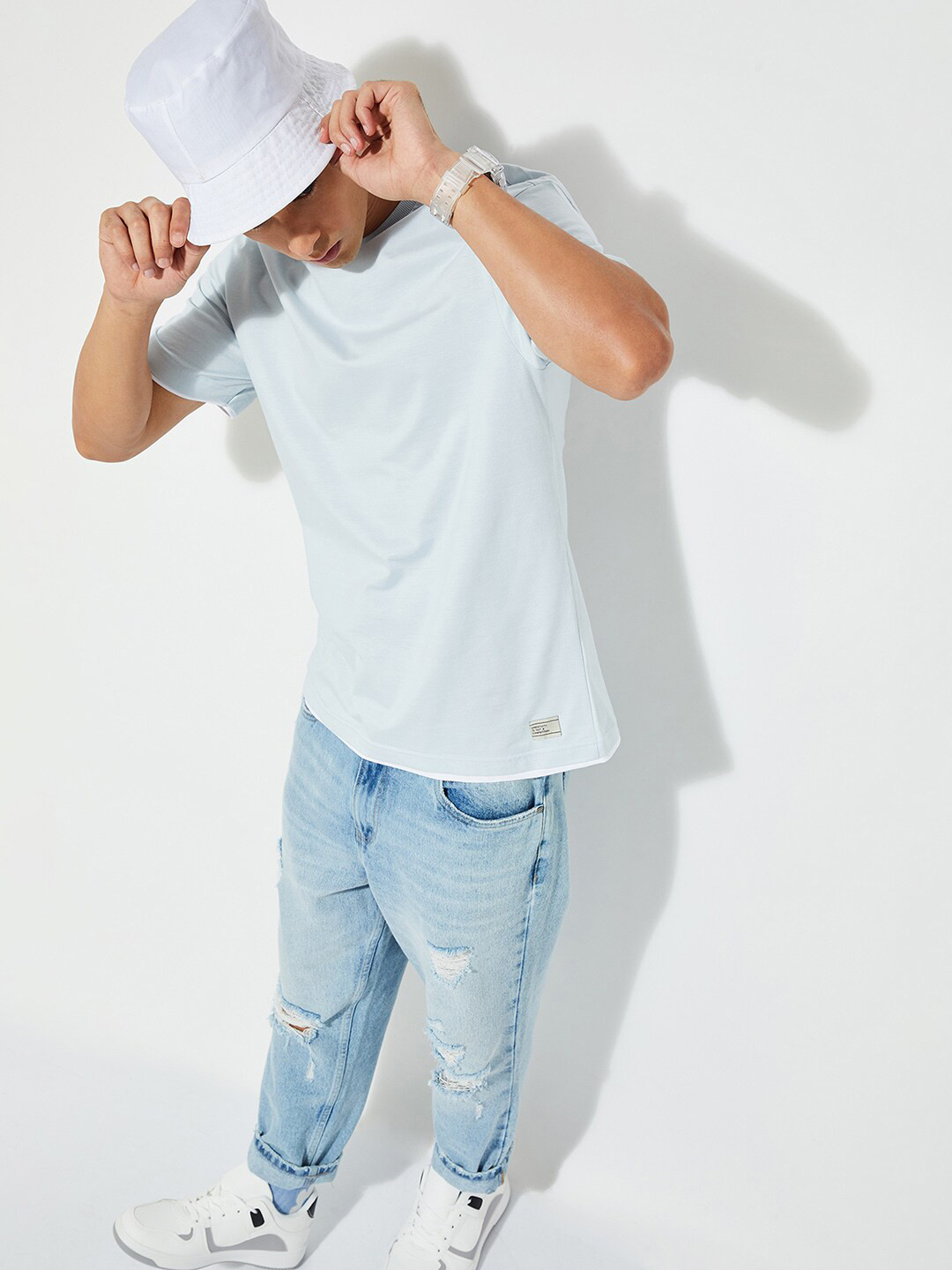 

max URB_N Men Oversized Solid T-shirt, Blue