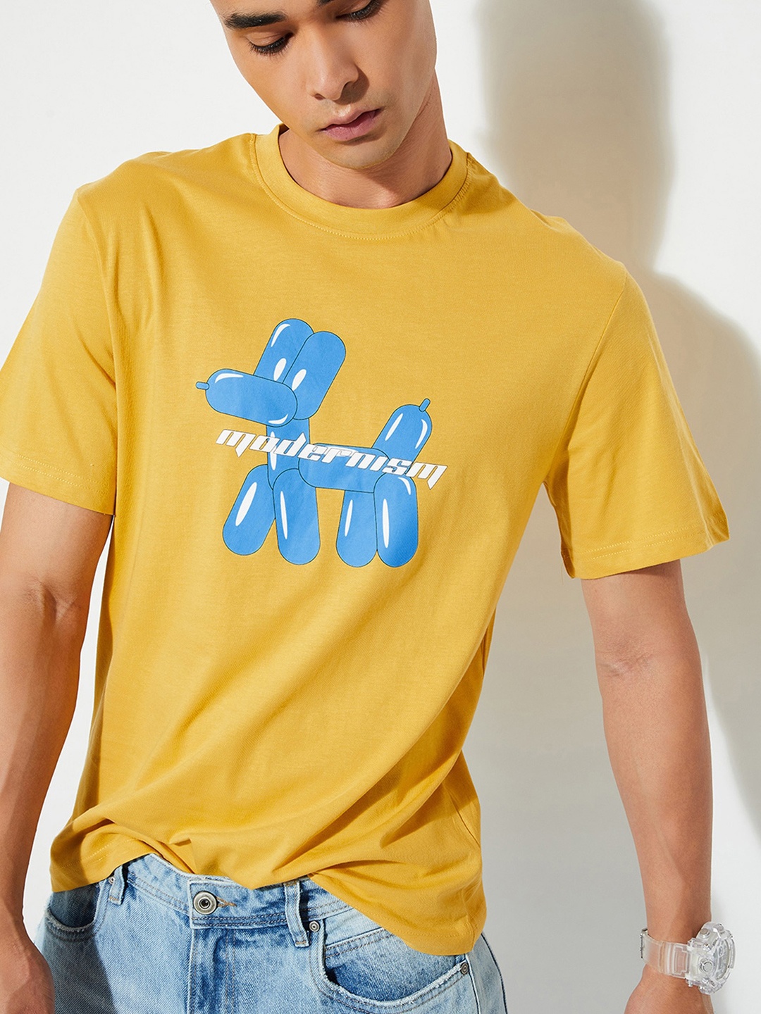 

max URB_N Men Regular Fit Graphic Printed T-shirt, Yellow