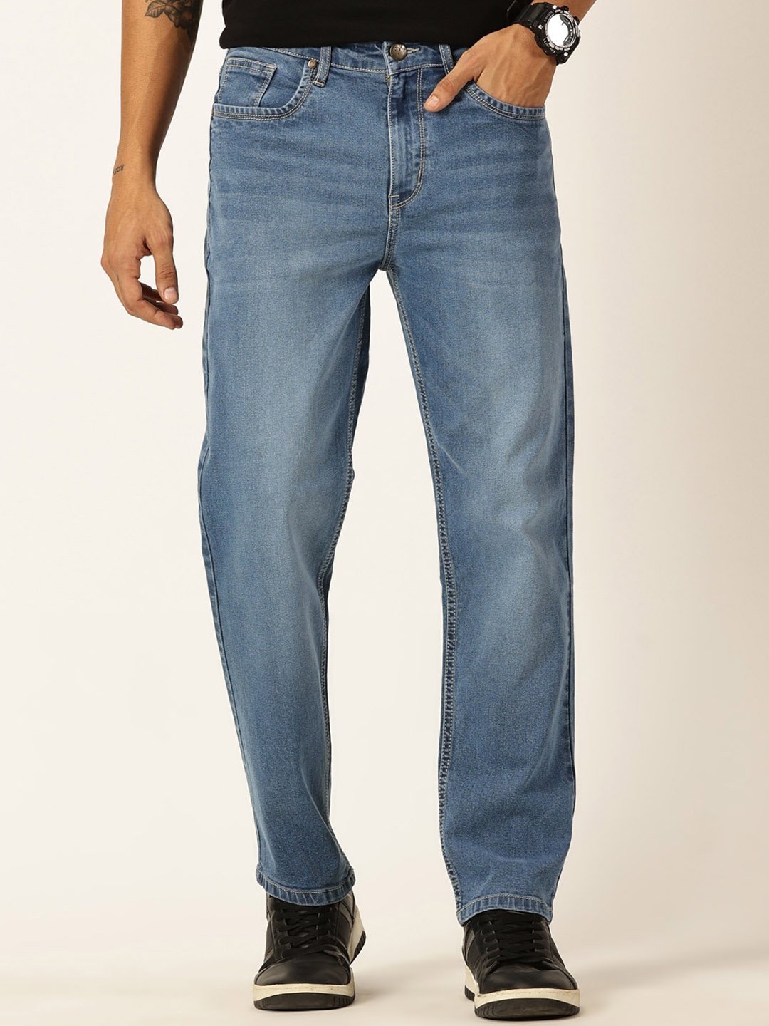

Thomas Scott Men Smart Relaxed Fit Light Fade Stretchable Jeans, Blue