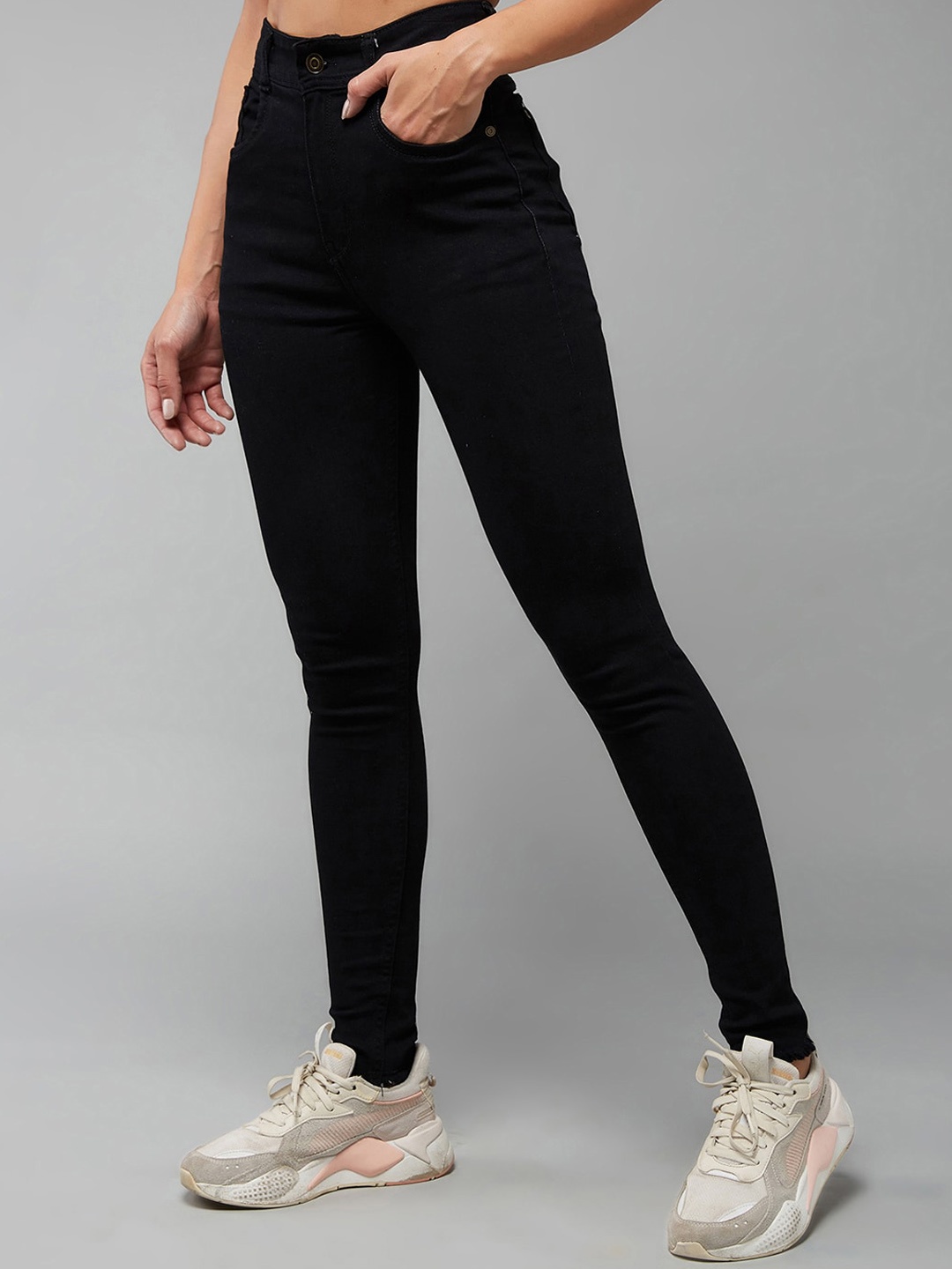 

Miss Chase Women Slim Fit High-Rise Stretchable Jeans, Black