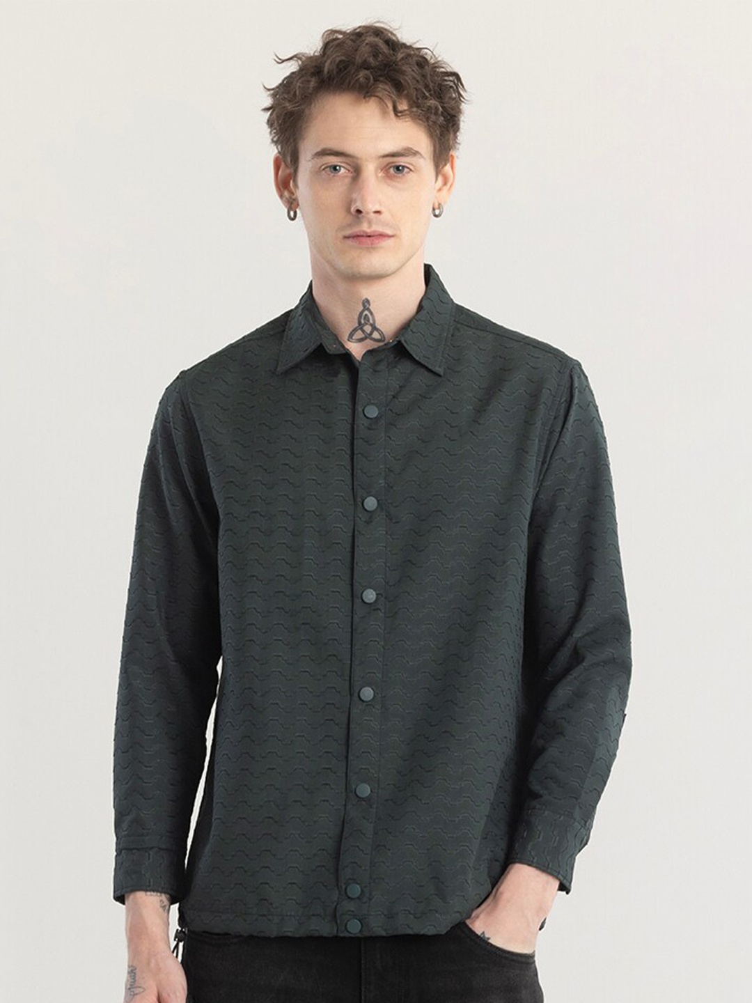 

Snitch Straight Slim Fit Casual Shirt, Green