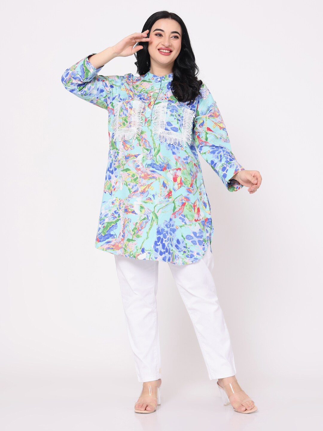 

TSM Abstract Printed Kurti, Blue