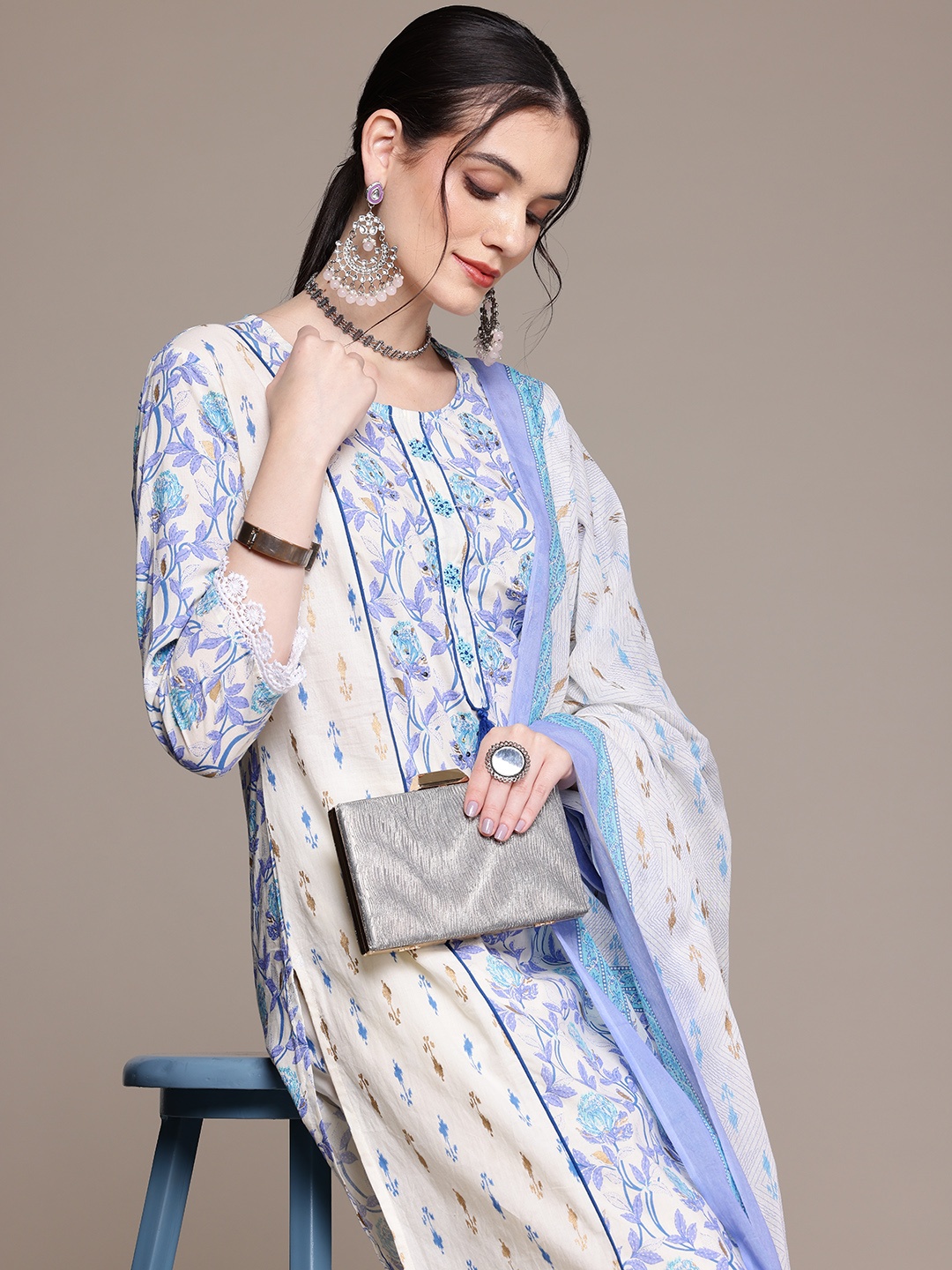 

Readiprint Floral Printed Regular Kurta Set, Blue