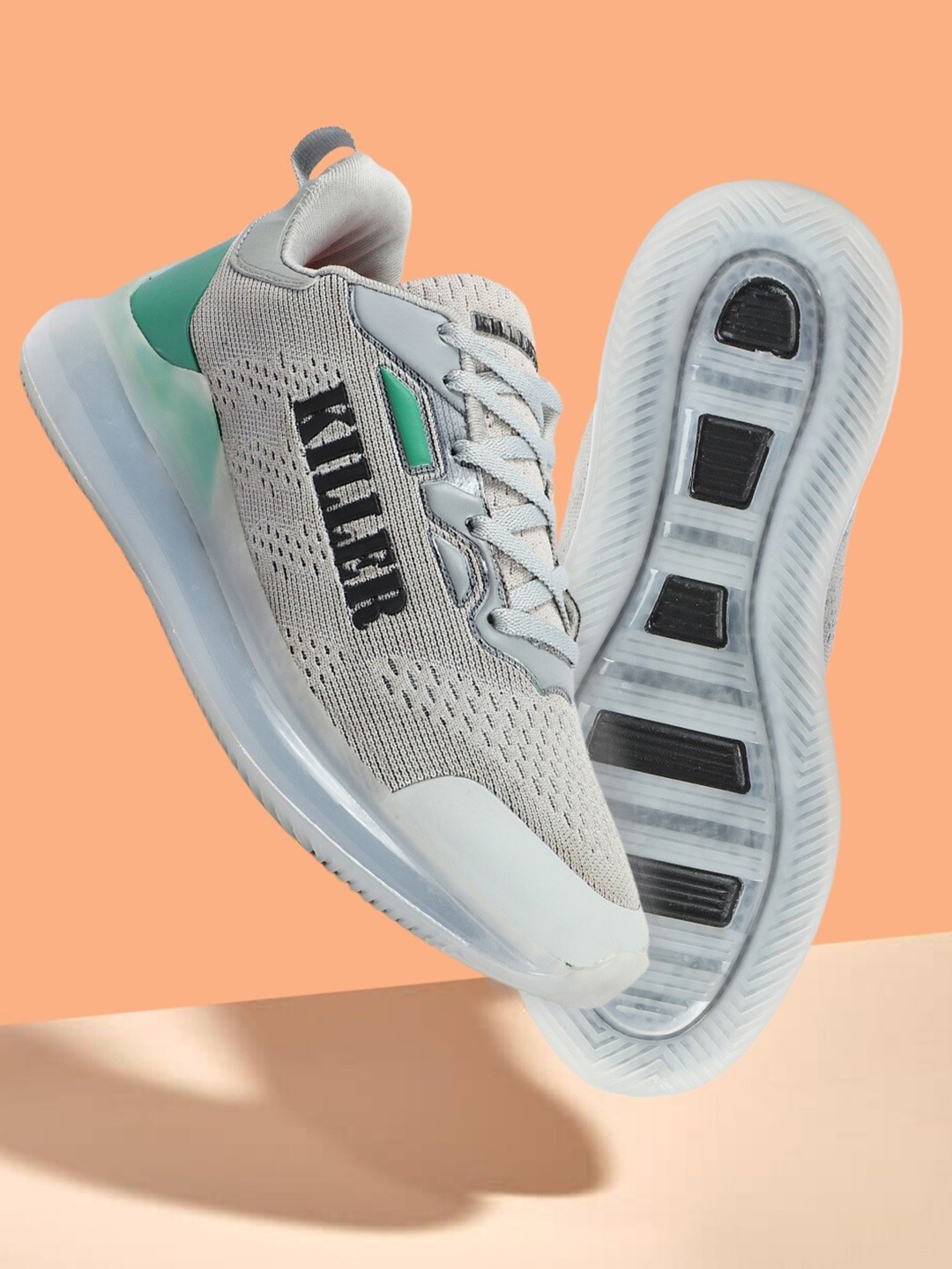 

Killer Men Flyknit Textile Running Shoes, Grey