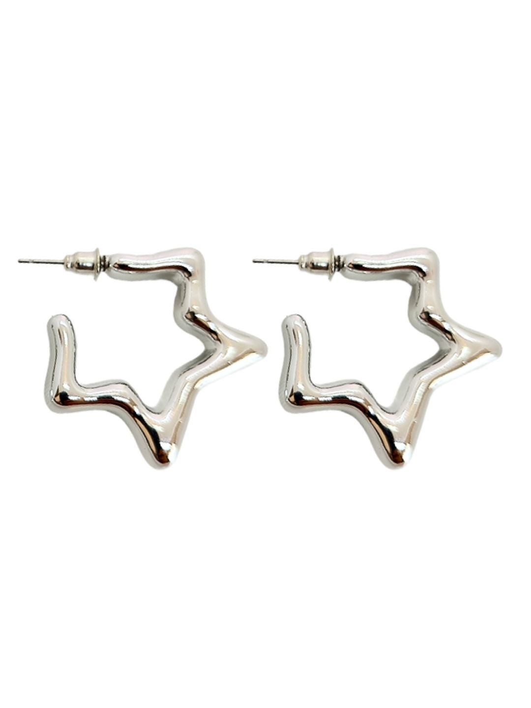 

DressBerry Silver-Plated Star Shaped Hoop Earrings
