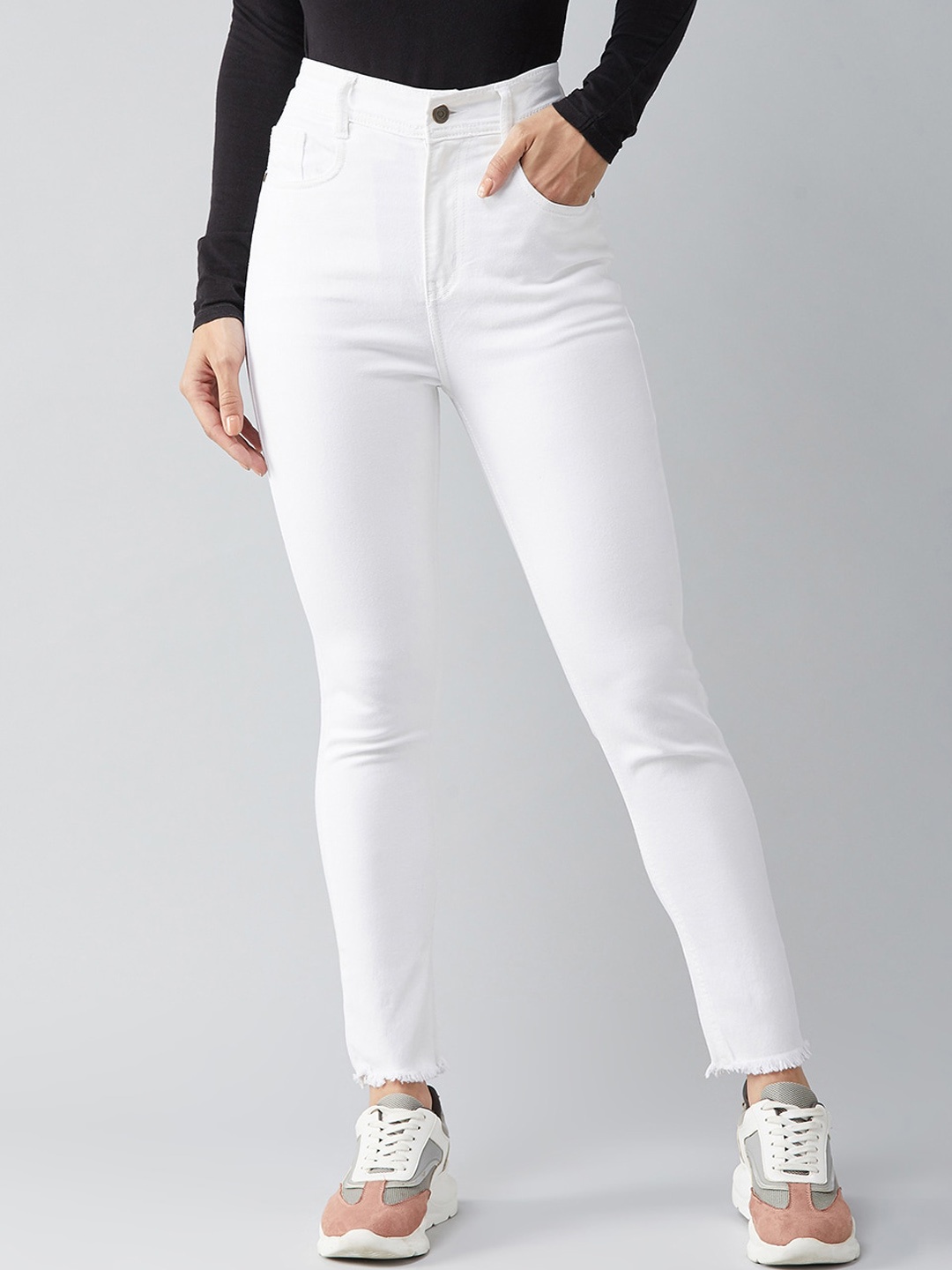

Miss Chase Women Skinny Fit High-Rise Stretchable Clean Look Jeans, White