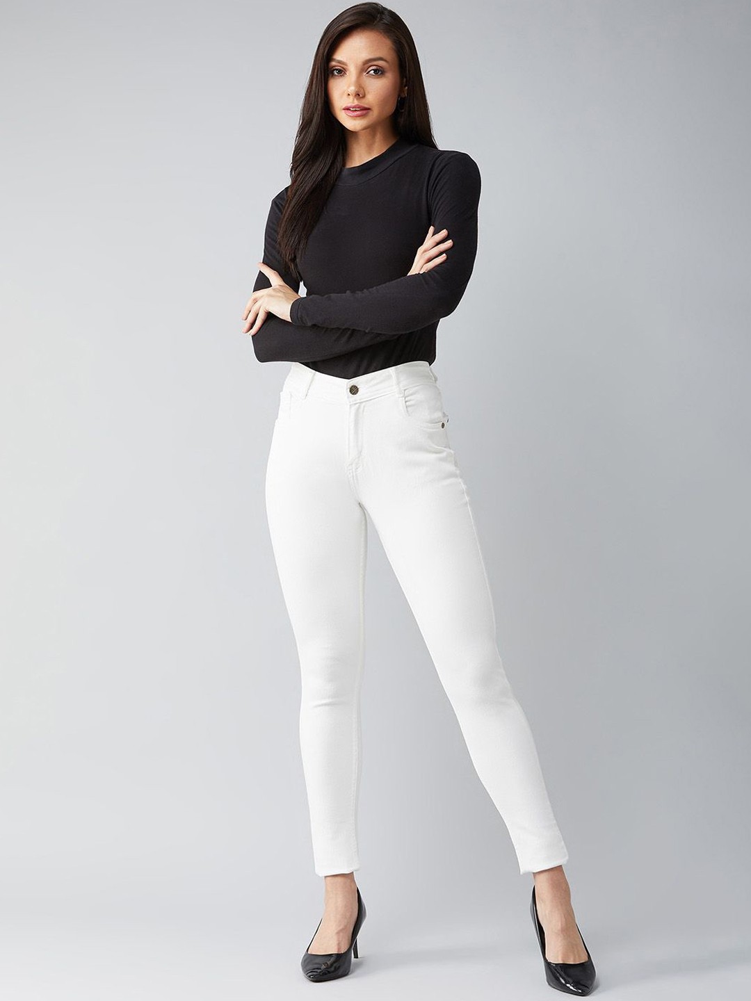 

Miss Chase Women Skinny Fit High-Rise Stretchable Jeans, White