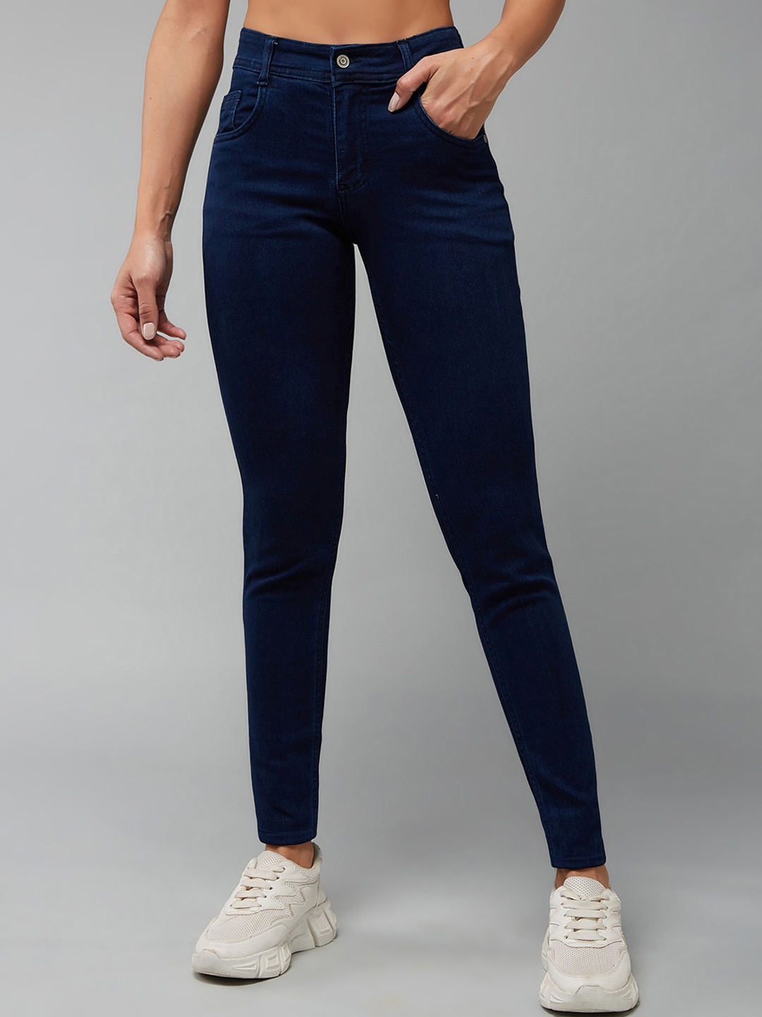 

Miss Chase Women Skinny Fit Clean Look Stretchable Jeans, Navy blue