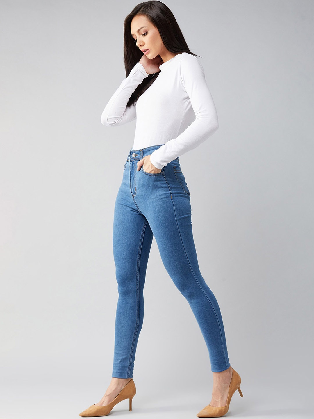

Miss Chase Women Skinny Fit High-Rise Stretchable Jeans, Blue