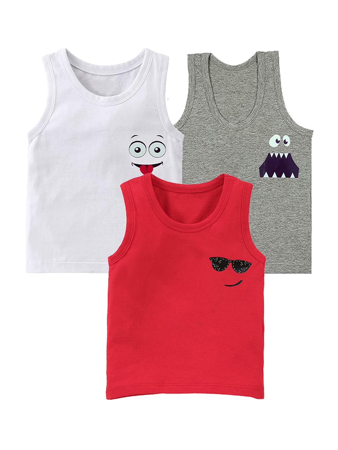 

BAESD Boys Pack Of 3 Assorted Printed Cotton Innerwear Vests