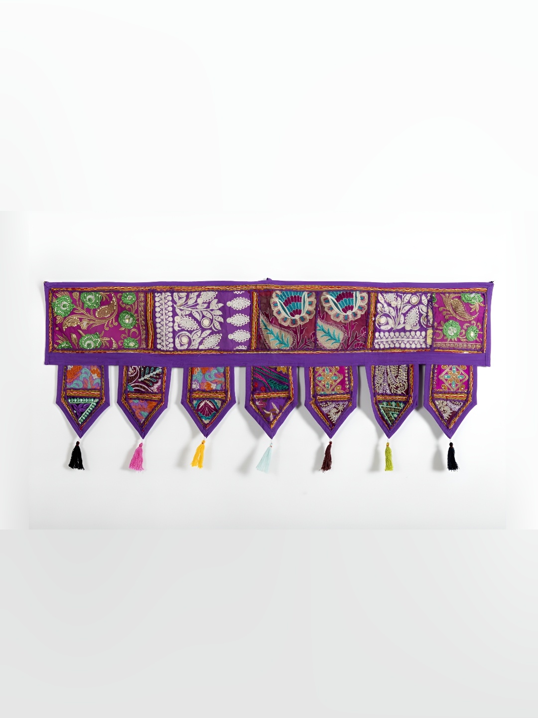 HANDICRAFT PALACE Purple Embroidered Cotton Wall Door Hanging Bandhanwar Toran