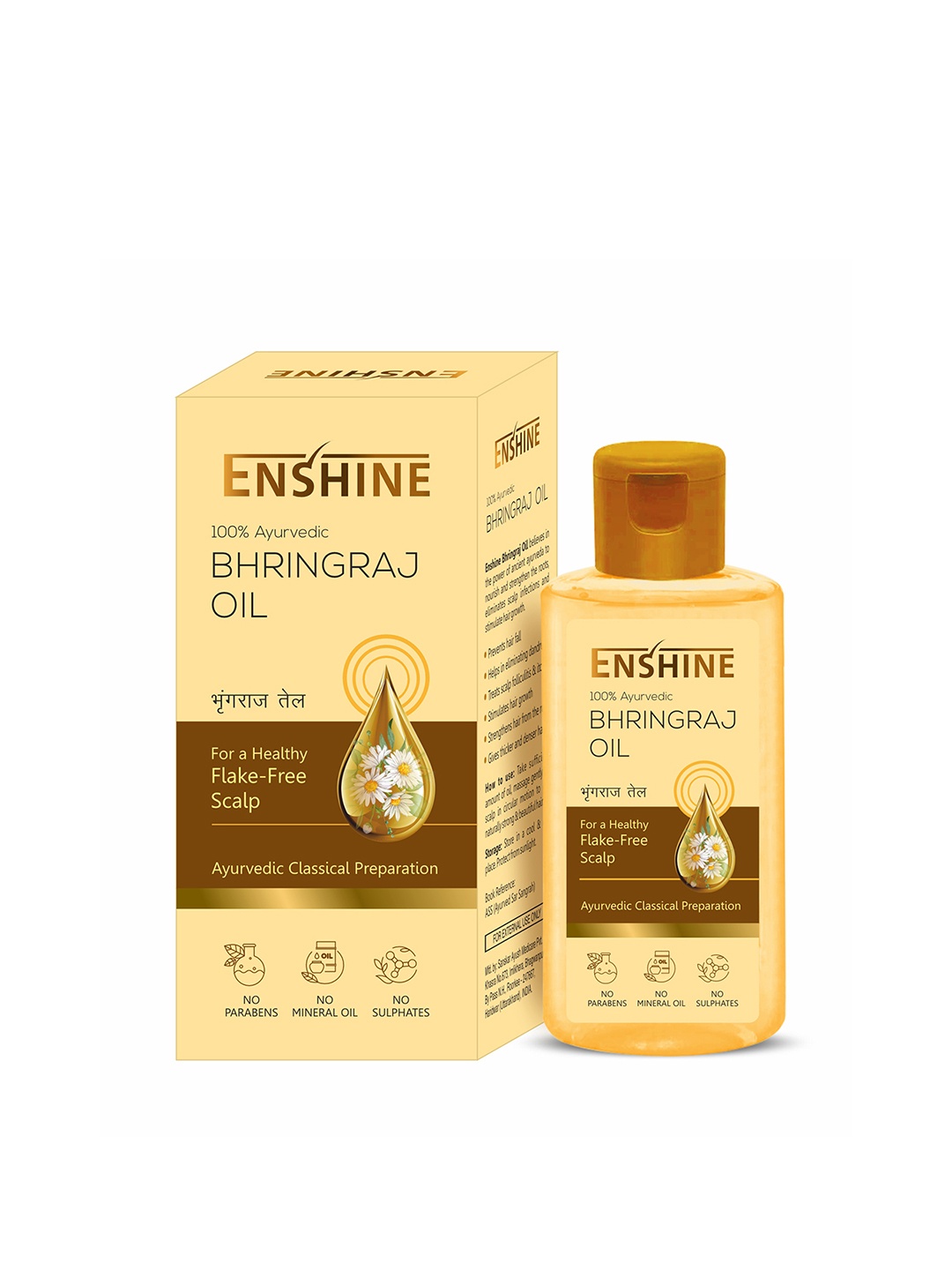 

ENSHINE Bhringraj Hair Oil for Healthy Flake Free Scalp - 60 ml, Yellow