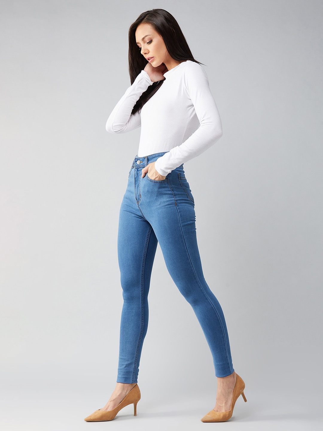 

Miss Chase Women Skinny Fit High-Rise Clean Look Stretchable Jeans, Blue