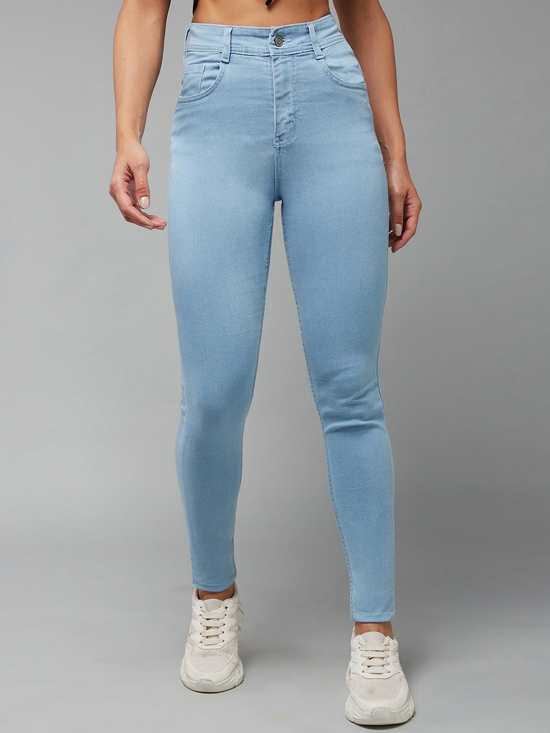 

Miss Chase Women Skinny Fit High-Rise Light Fade Stretchable Jeans, Blue