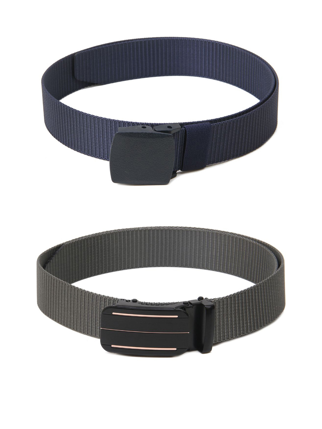 

Calvadoss Boys Set Of 2 Textured Polyester Canvas Belts, Navy blue