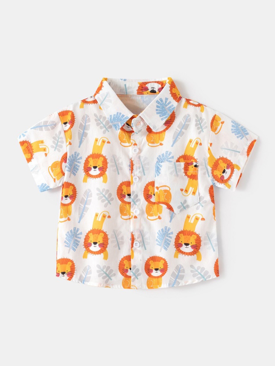 

StyleCast Boys White Conversational Printed Spread Collar Cotton Casual Shirt