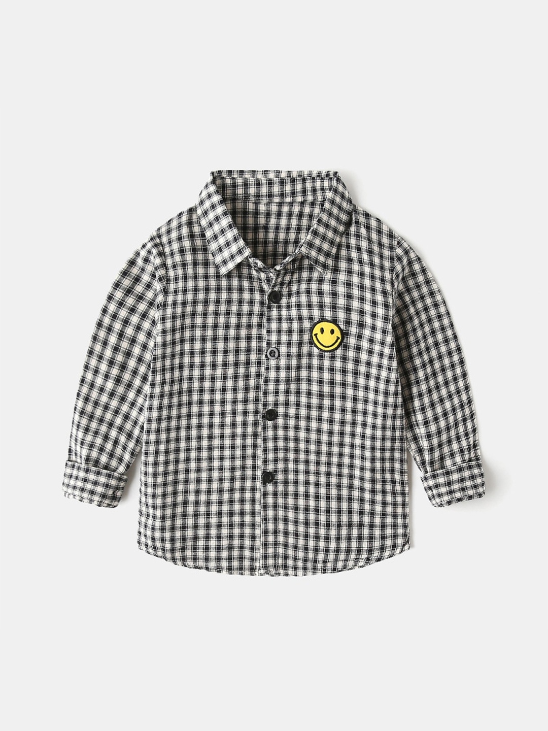 

StyleCast Boys Gingham Checks Short Sleeves Spread Collar Cotton Opaque Casual Shirt, Black