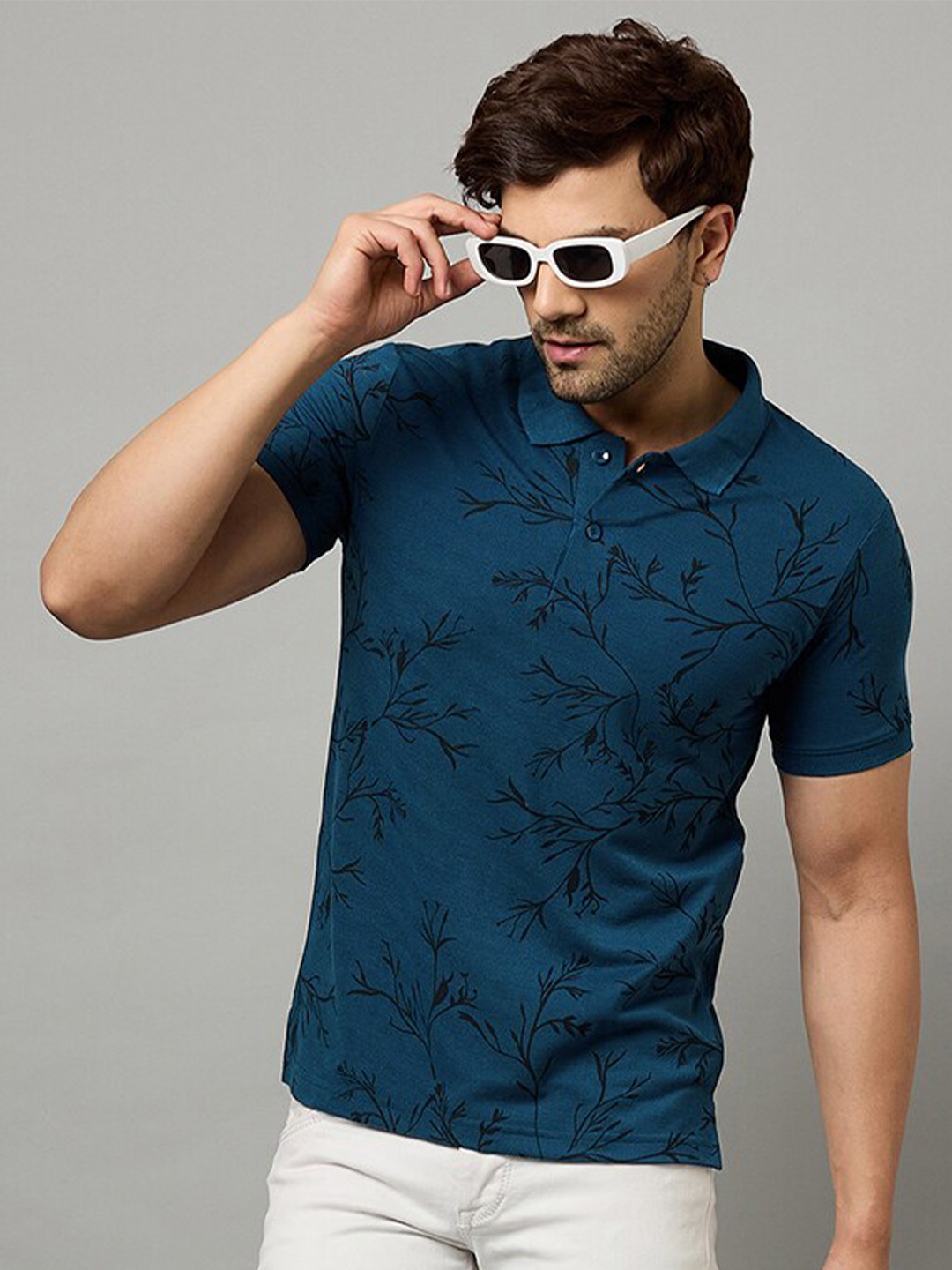 

Zigo Printed Polo Collar Regular Fit T-shirt, Navy blue