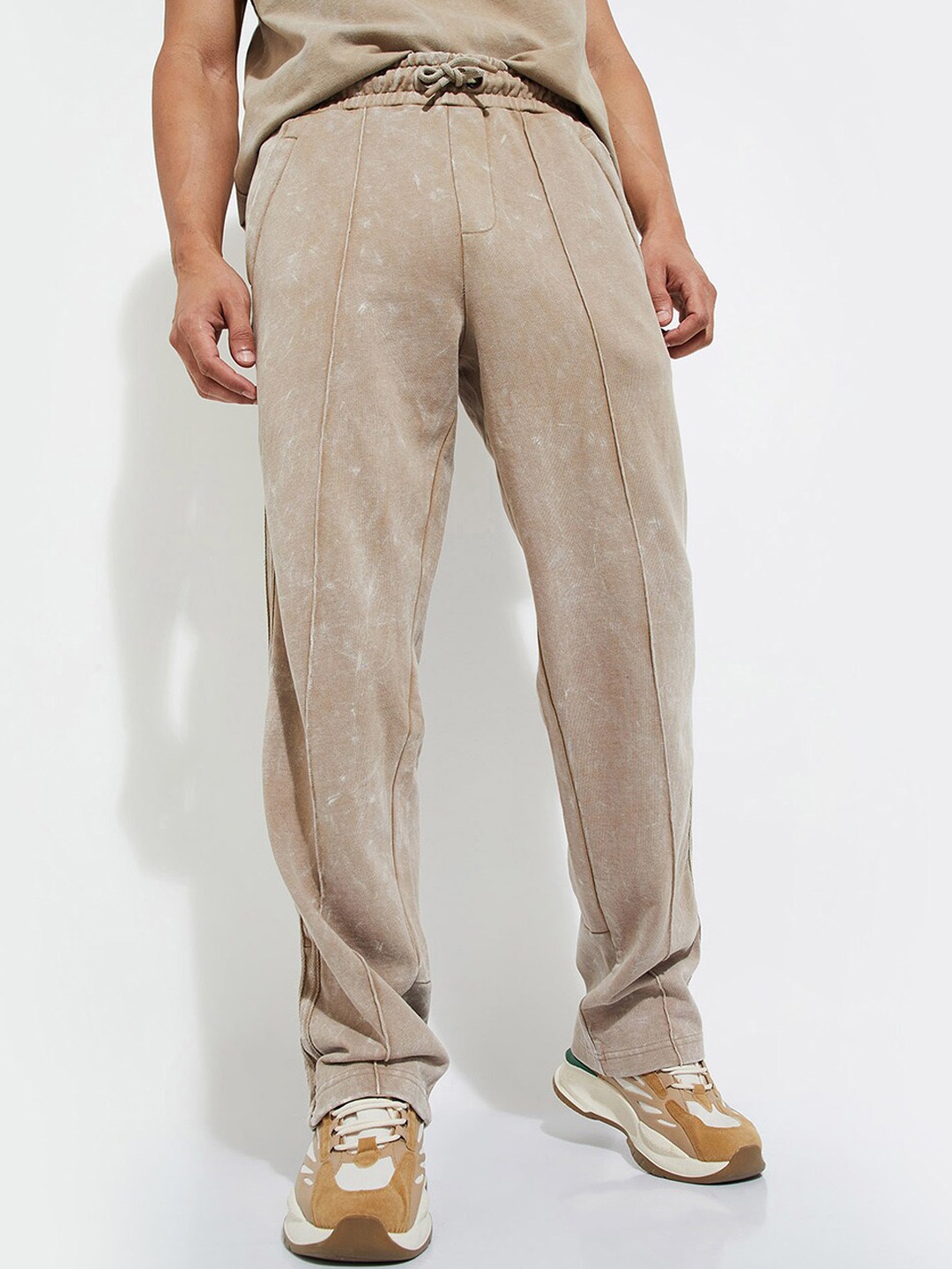 

max URB_N Men Solid Athleisure Track Pants, Beige