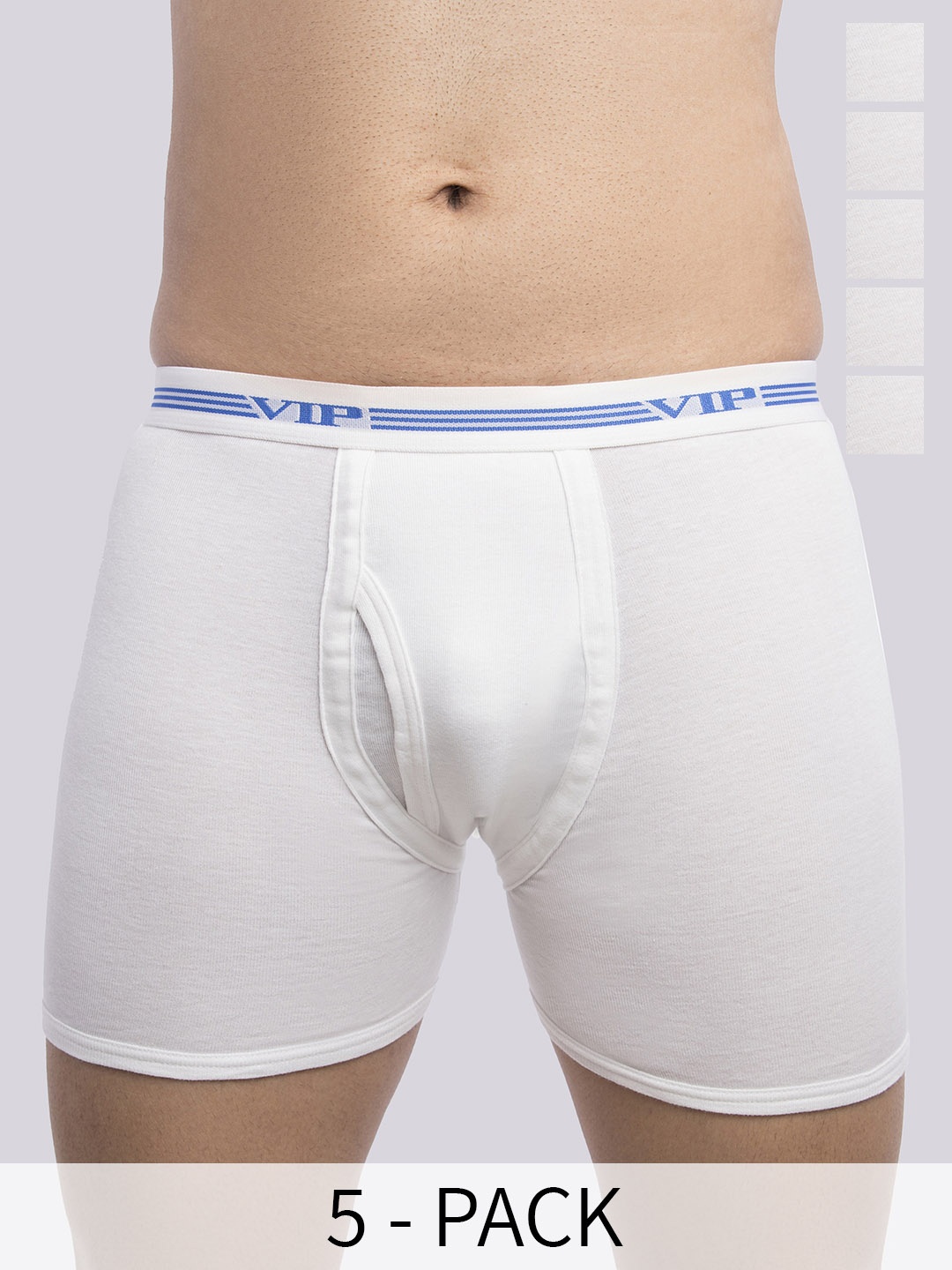 

VIP Pack Of 5 Snug-Fit Pure Cotton Trunks, White
