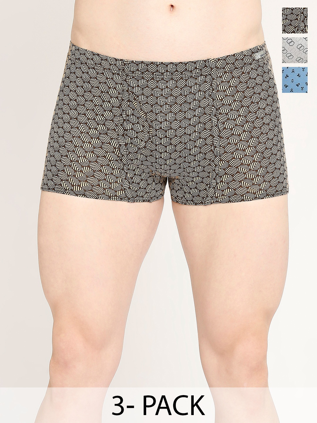 

VIP Pack Of 3 Assorted Snug Fit Pure Cotton Trunks VP-MI-TR-BRNDP-10P-PO3-80