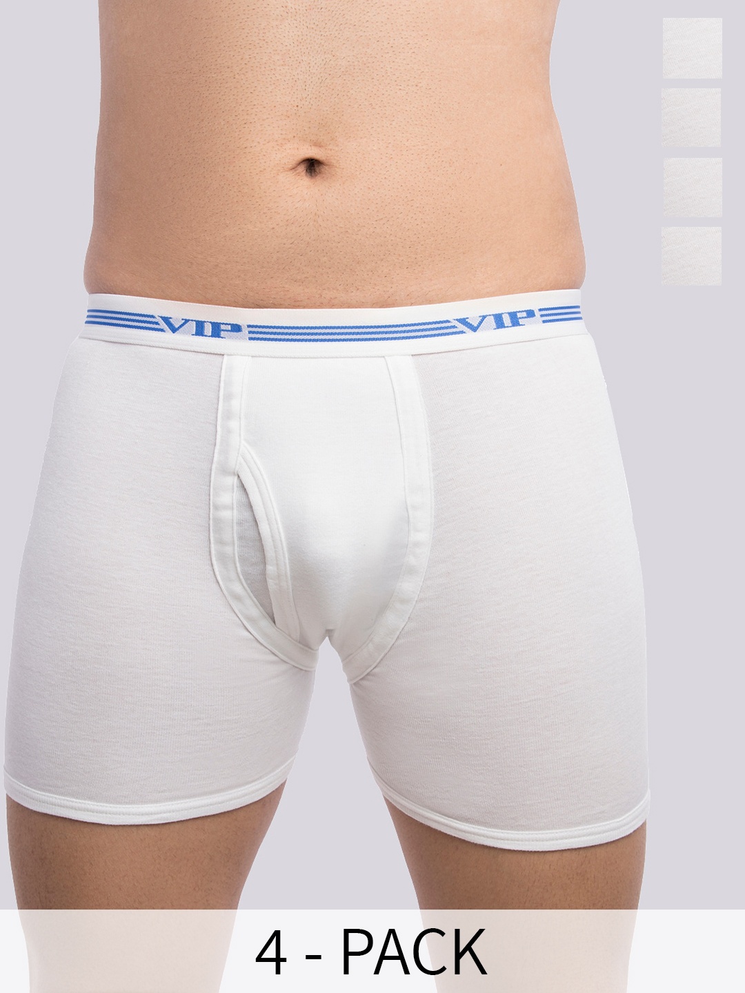 

VIP Pack Of 4 Snug Fit Pure Cotton Trunks VP-MI-TR-WHITE-10P-PO4-110