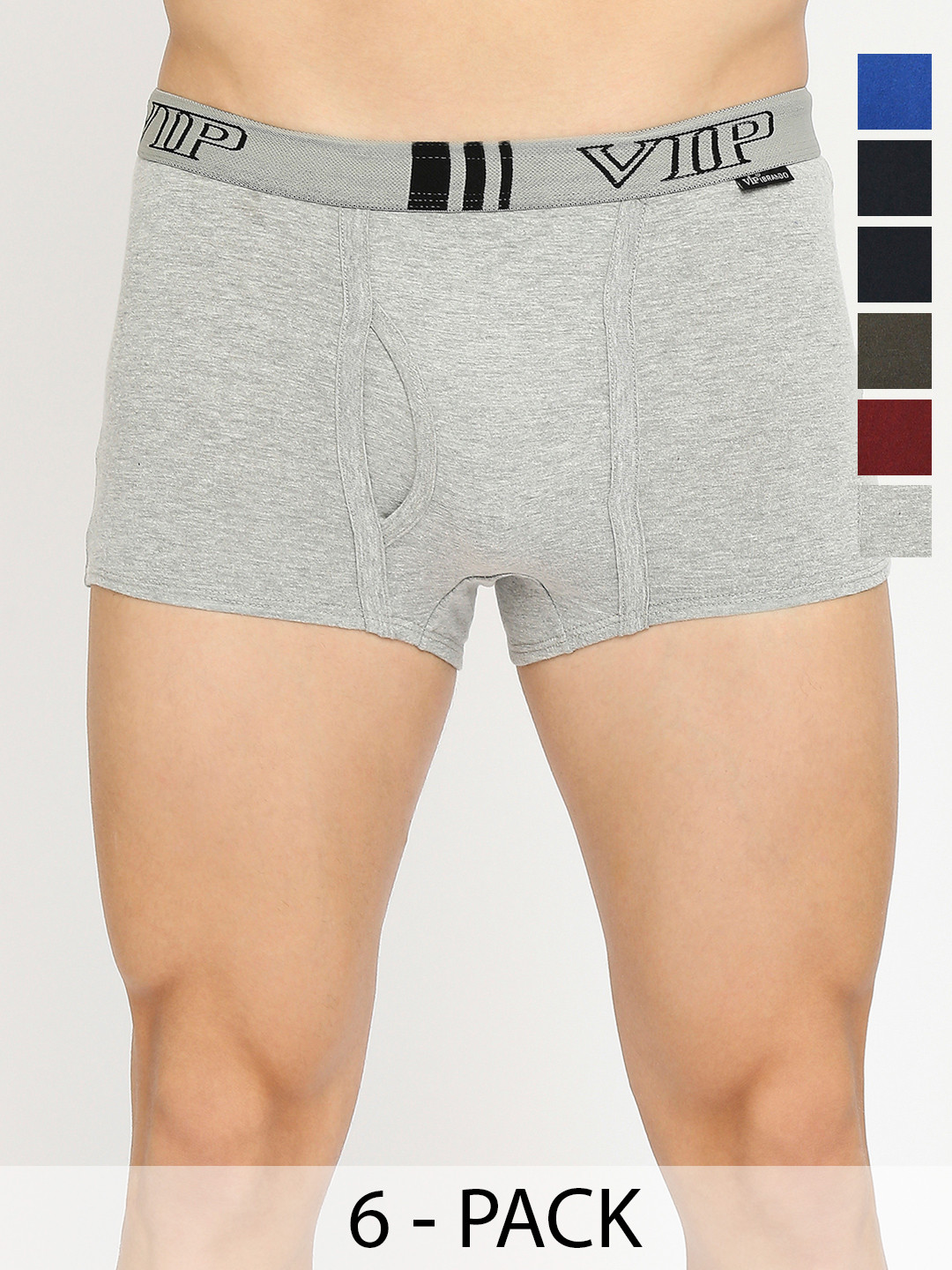 

VIP Pack Of 6 Assorted Snug Fit Pure Cotton Trunks VP-MI-TR-BRNDP-10P-PO6-80