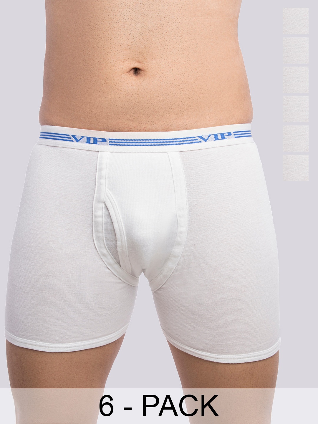 

VIP Pack Of 6 Snug Fit Pure Cotton Trunks VP-MI-TR-WHITE-10P-PO6-110