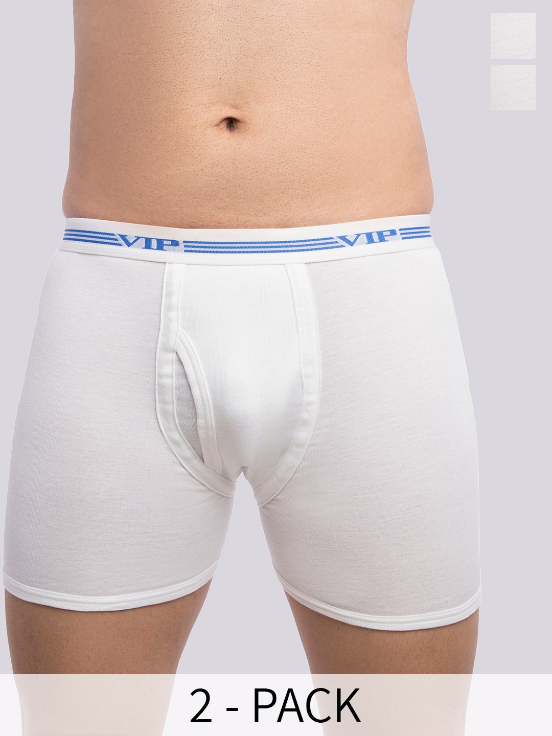 

VIP Pack Of 2 Snug Fit Pure Cotton Trunks, White