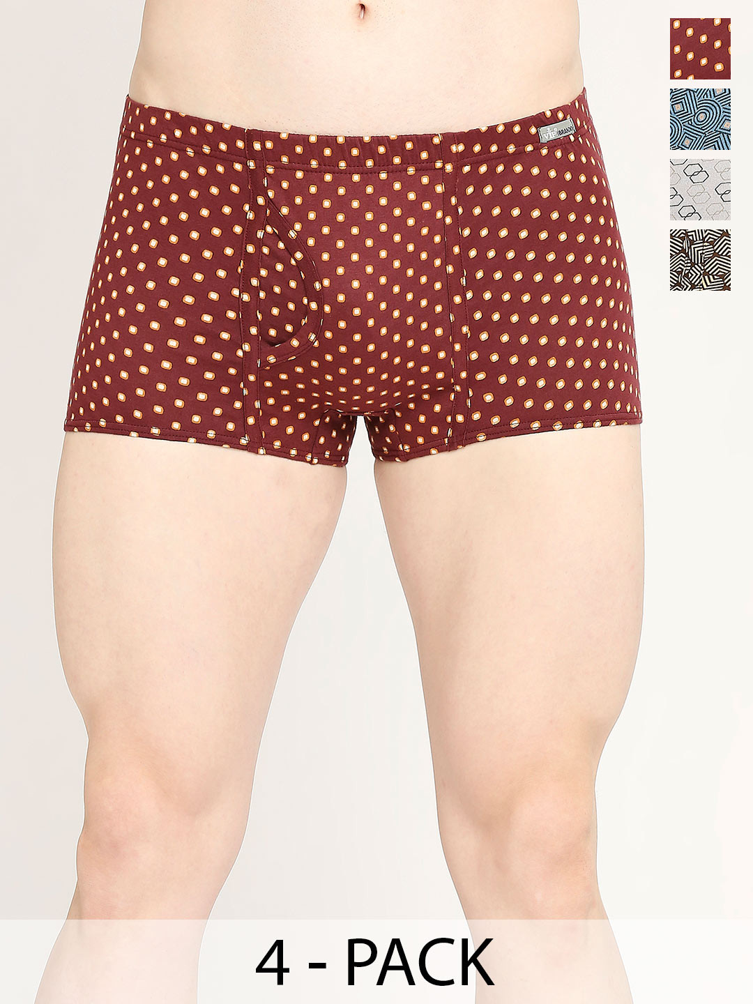 

VIP Men Pack Of 4 Assorted Snug Fit Pure Cotton Trunks VP-MI-TR-BRNDP-10P-PO4-95